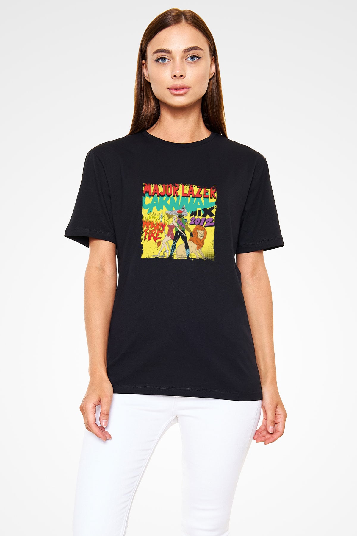 Major Lazer Baskılı Unisex Siyah Tişört