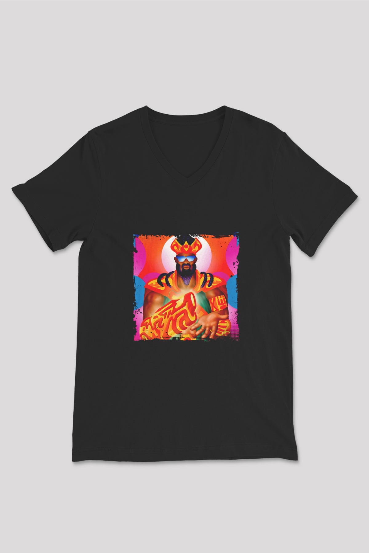 Major Lazer Baskılı Unisex Siyah V Yaka Tişört