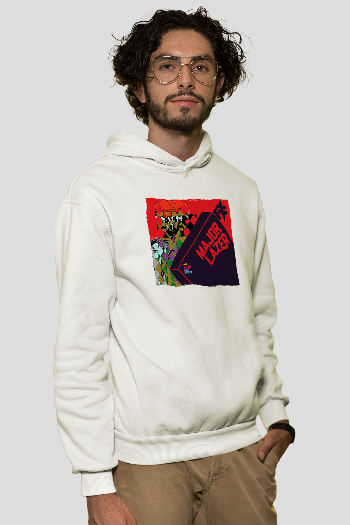 Major Lazer Beyaz Unisex Kapüşonlu Sweatshirt
