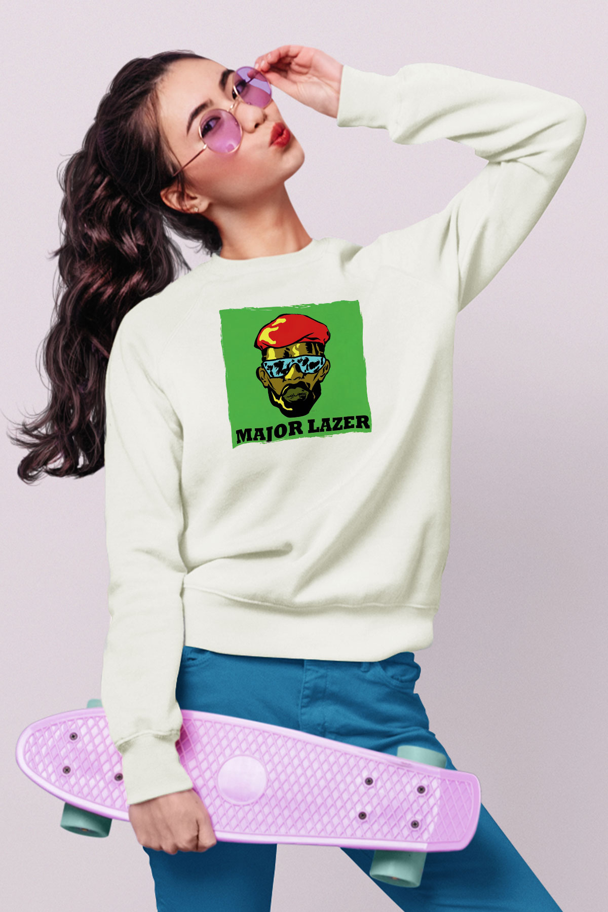 Major Lazer Beyaz Unisex Sweatshirt