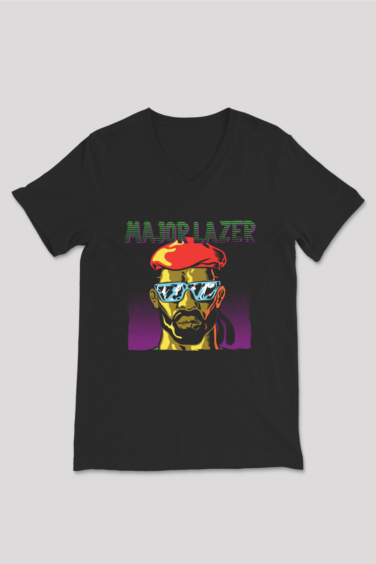 Major Lazer Siyah Unisex V Yaka Tişört