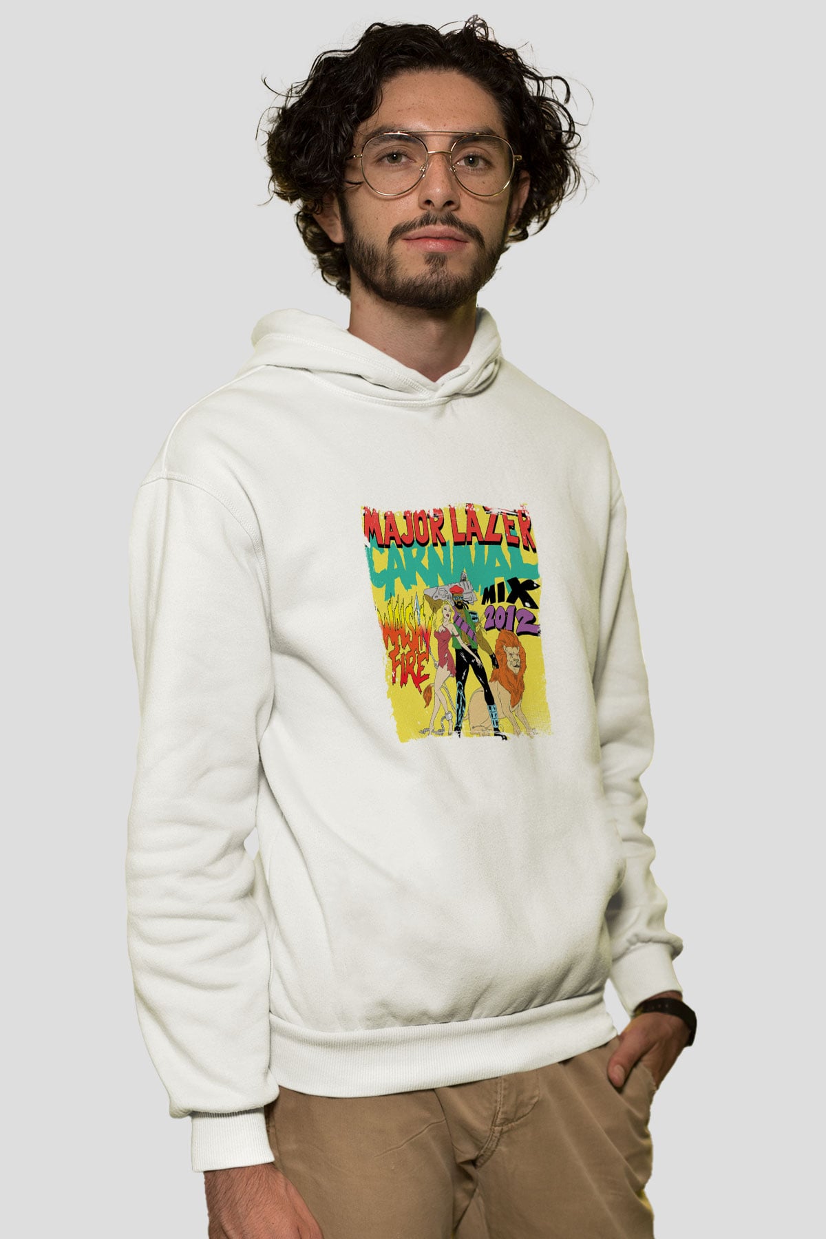 Major LazerBaskılı Beyaz Hoodie