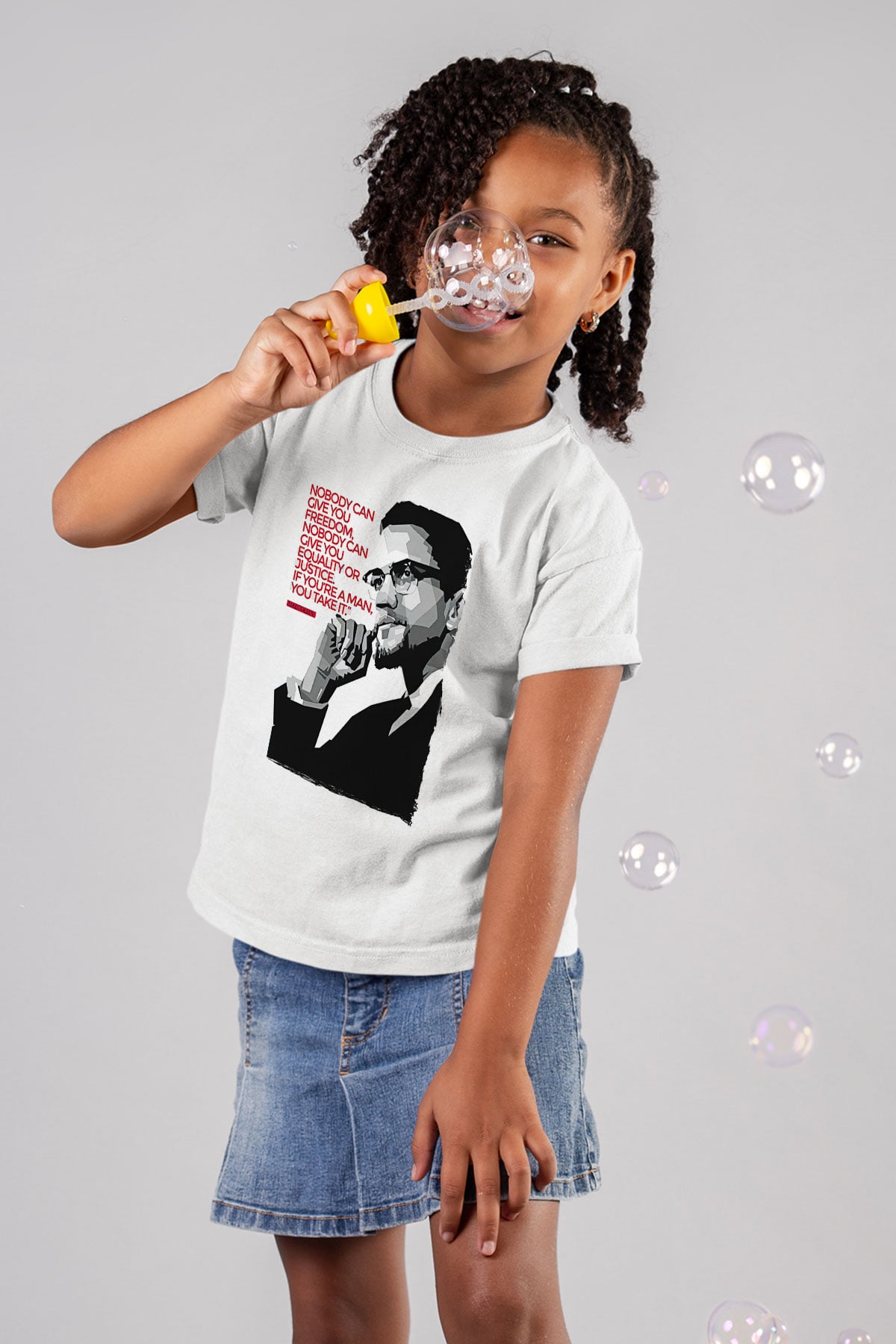 Malcolm X James Baskılı Beyaz Unisex Beyaz Çocuk Tişört - Tshirt