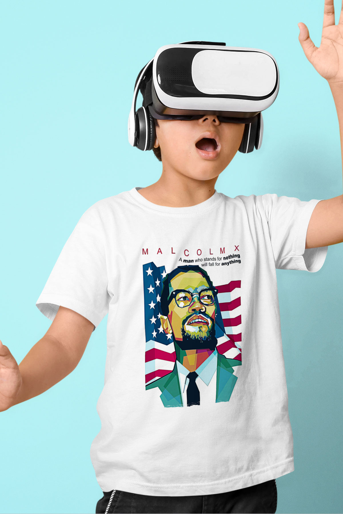 Malcolm X James Baskılı Beyaz Unisex Beyaz Çocuk Tişört - Tshirt