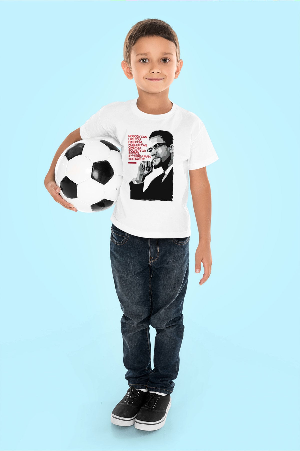 Malcolm X James Baskılı Beyaz Unisex Beyaz Çocuk Tişört - Tshirt
