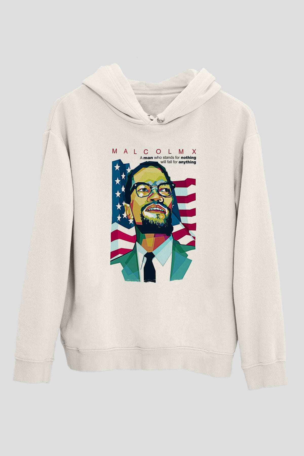 Malcolm X James Baskılı Beyaz Unisex Kapüşonlu Sweatshirt