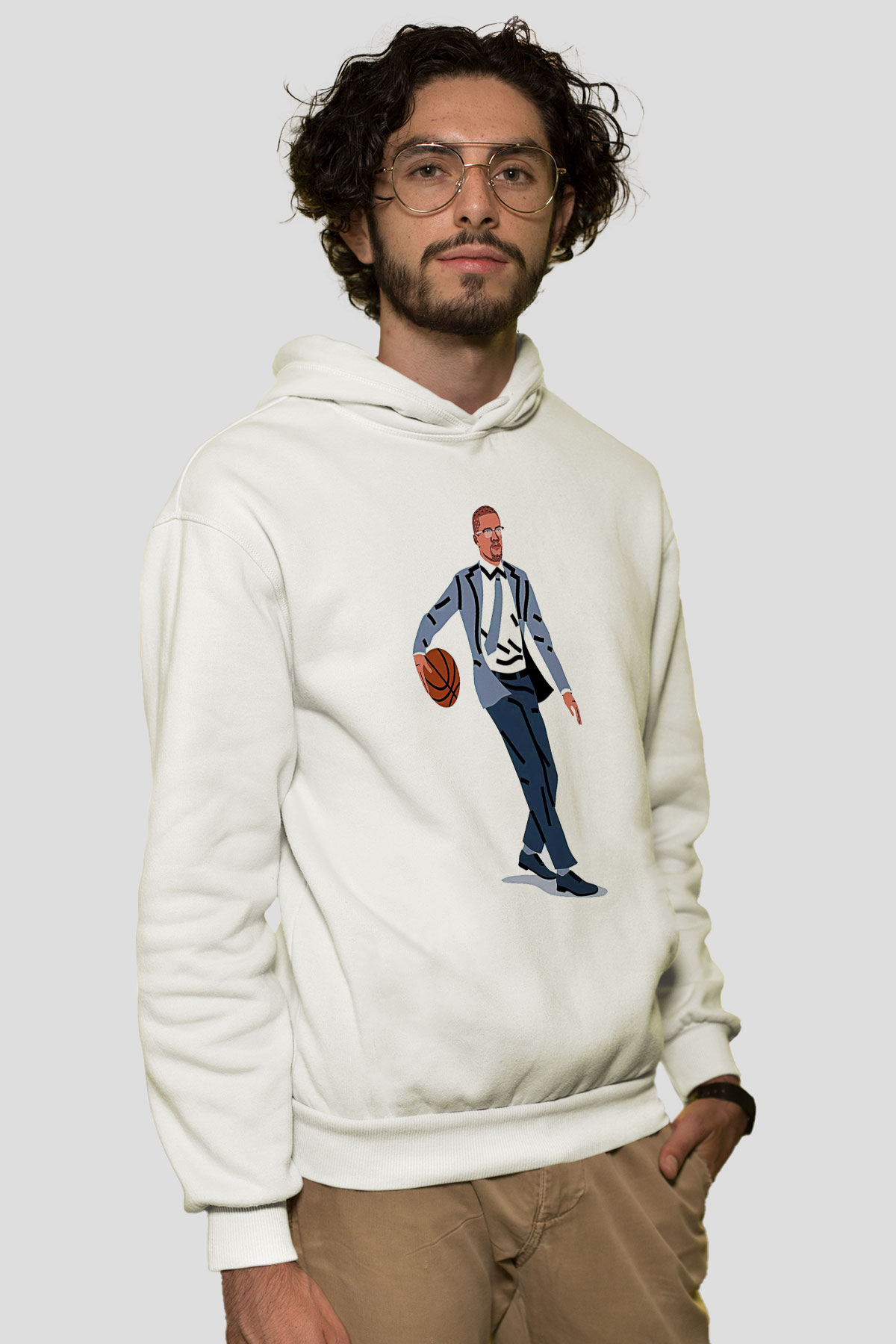 Malcolm X James Baskılı Beyaz Unisex Kapüşonlu Sweatshirt