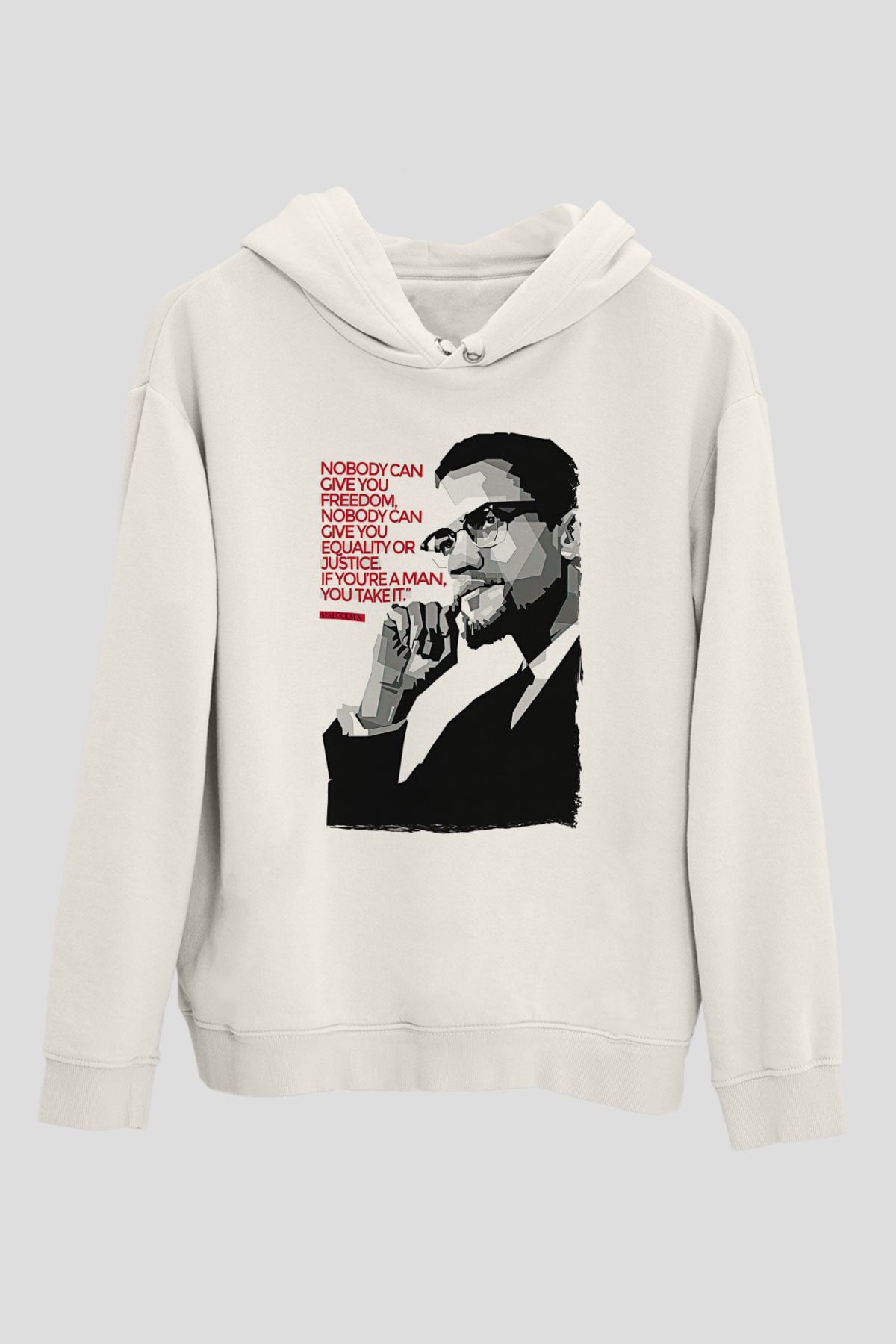 Malcolm X James Baskılı Beyaz Unisex Kapüşonlu Sweatshirt