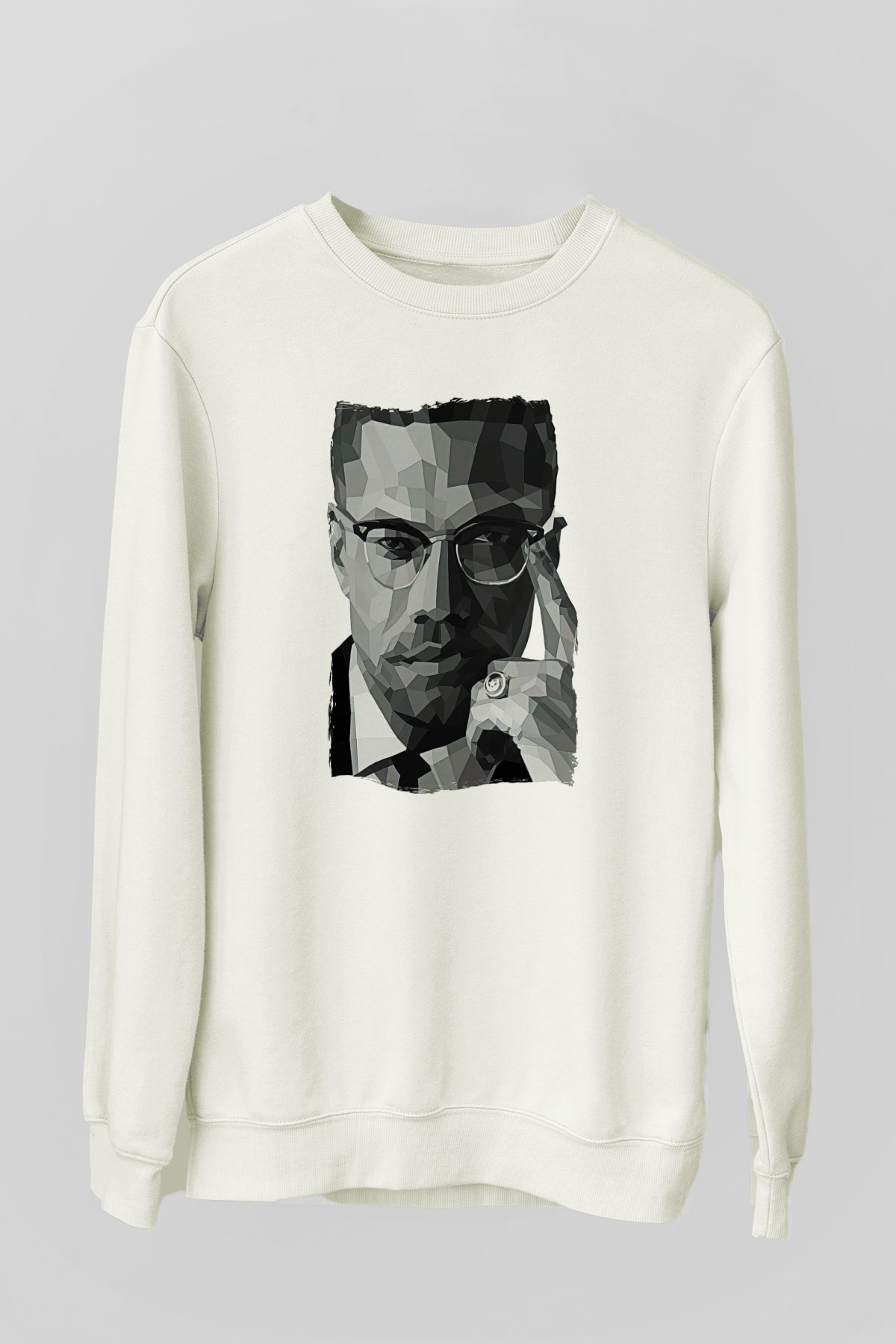 Malcolm X James Baskılı Beyaz Unisex Sweatshirt