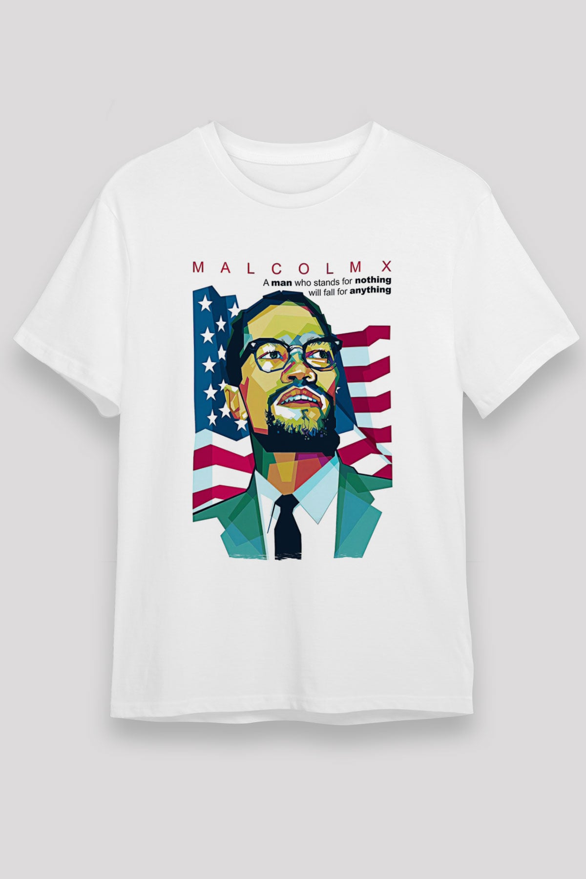 Malcolm X James Baskılı Unisex Beyaz Tişört - Tshirt