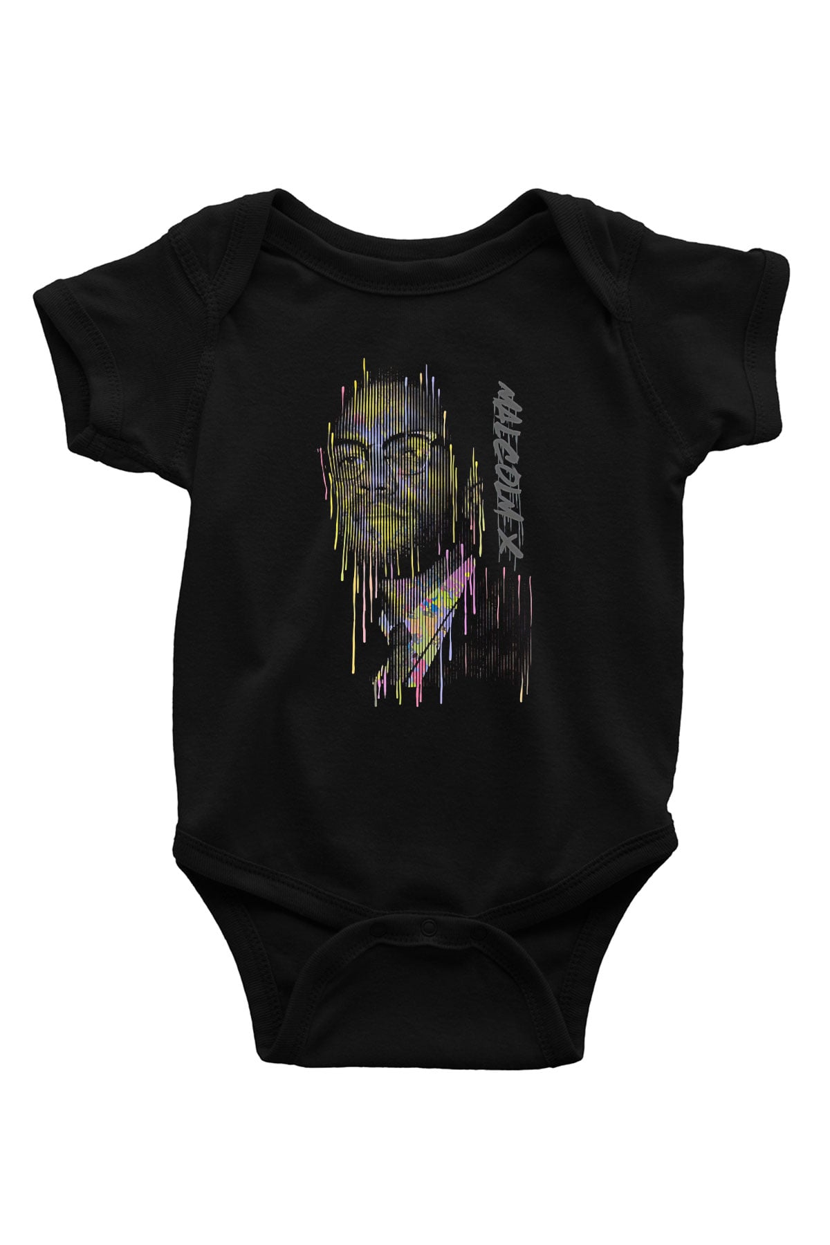 Malcolm X James Baskılı Unisex Siyah Bebek Body - Zıbın