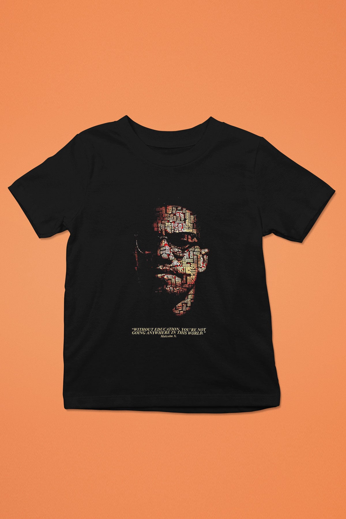 Malcolm X James Baskılı Unisex Siyah Çocuk Tişört - Tshirt