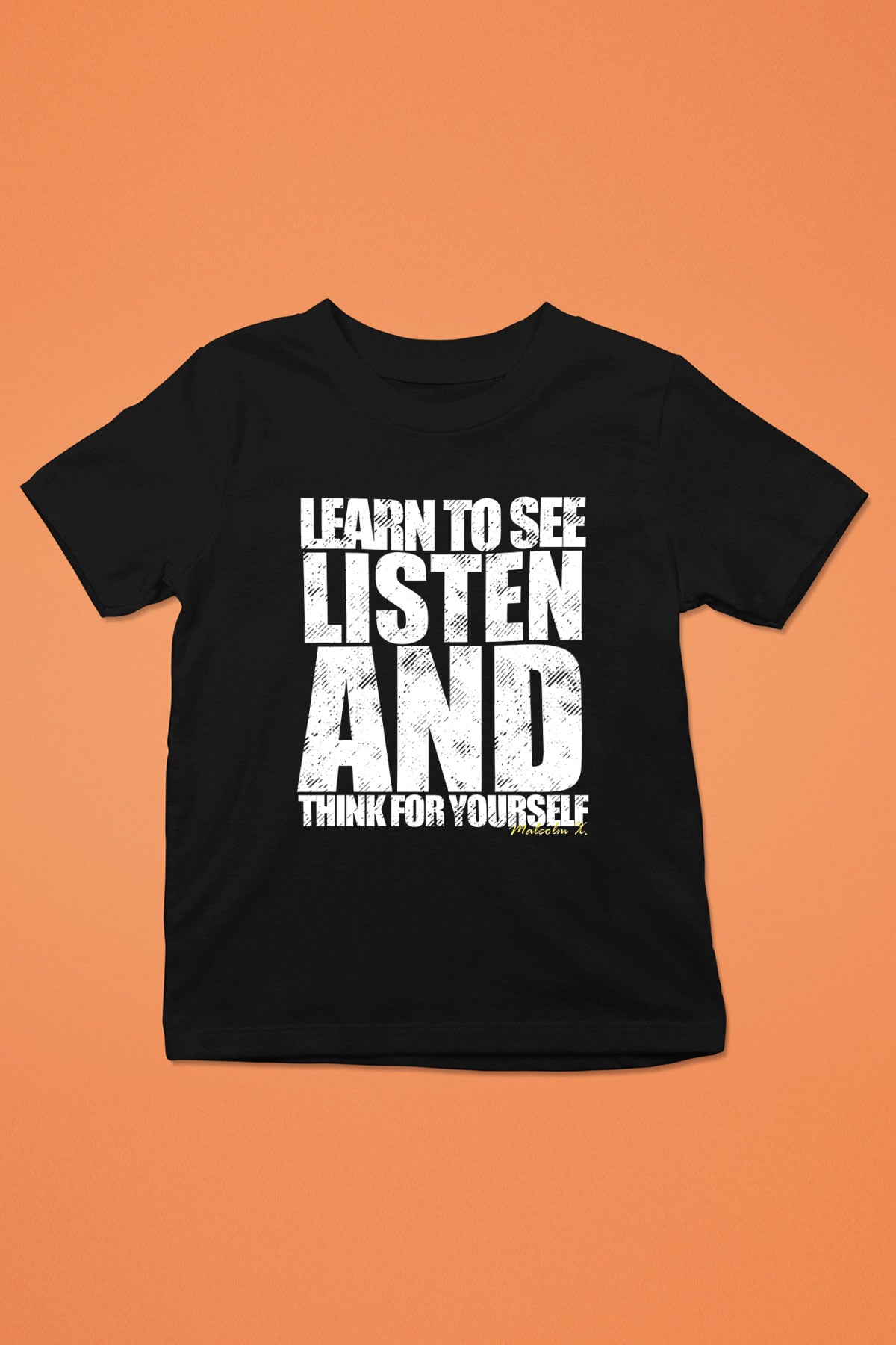 Malcolm X James Baskılı Unisex Siyah Çocuk Tişört - Tshirt