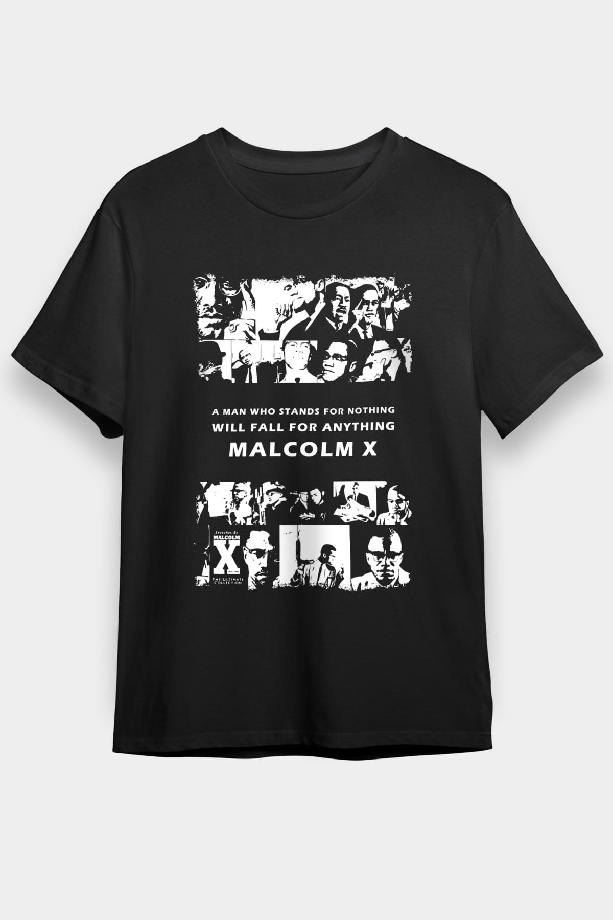 Malcolm X James Baskılı Unisex Siyah Tişört - Tshirt