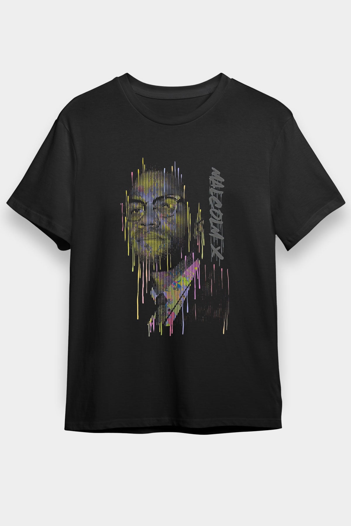 Malcolm X James Baskılı Unisex Siyah Tişört - Tshirt