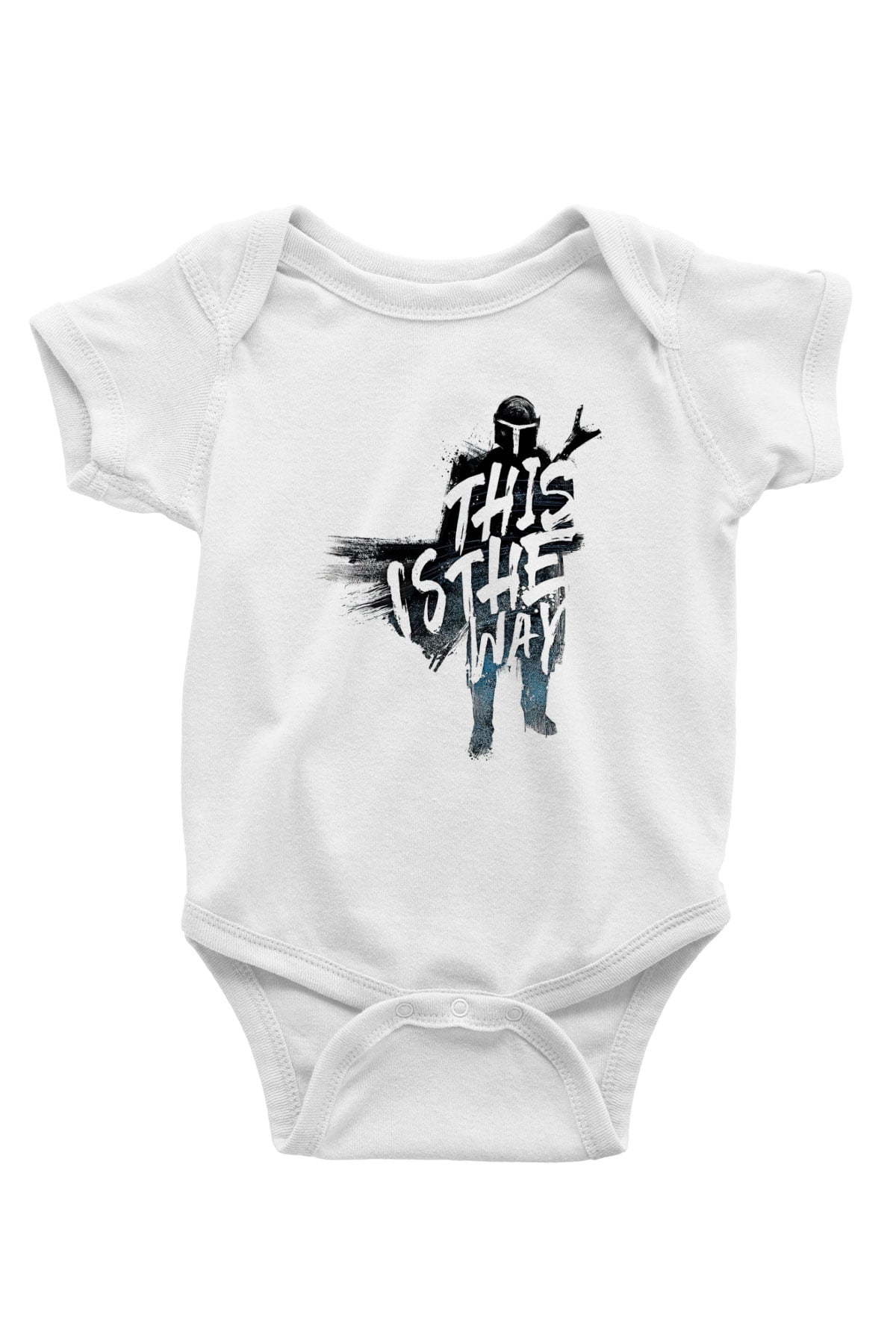 Mandalorian Baskılı Beyaz Unisex Bebek Body - Zıbın