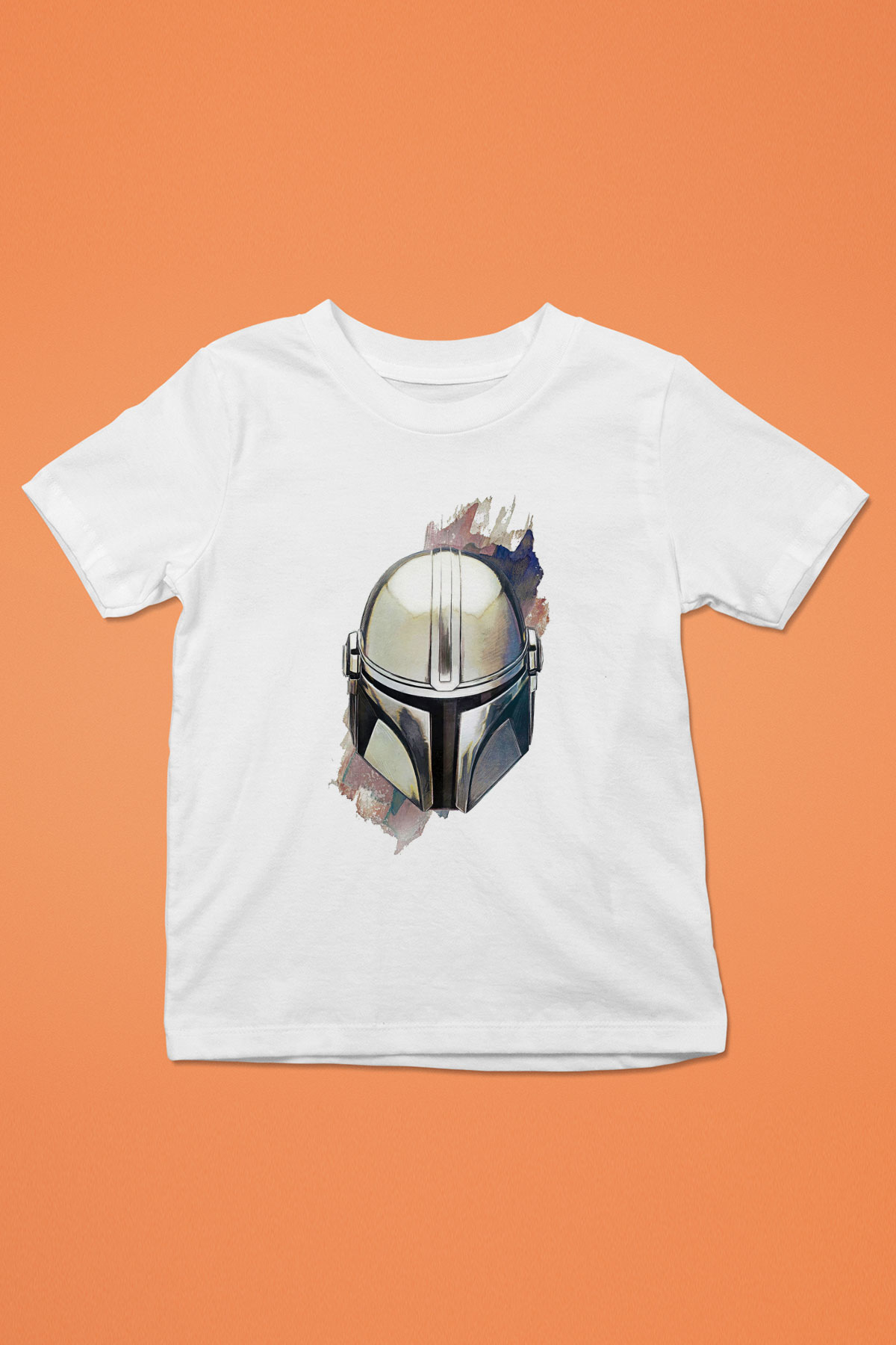 Mandalorian Baskılı Beyaz Unisex Beyaz Çocuk Tişört - Tshirt