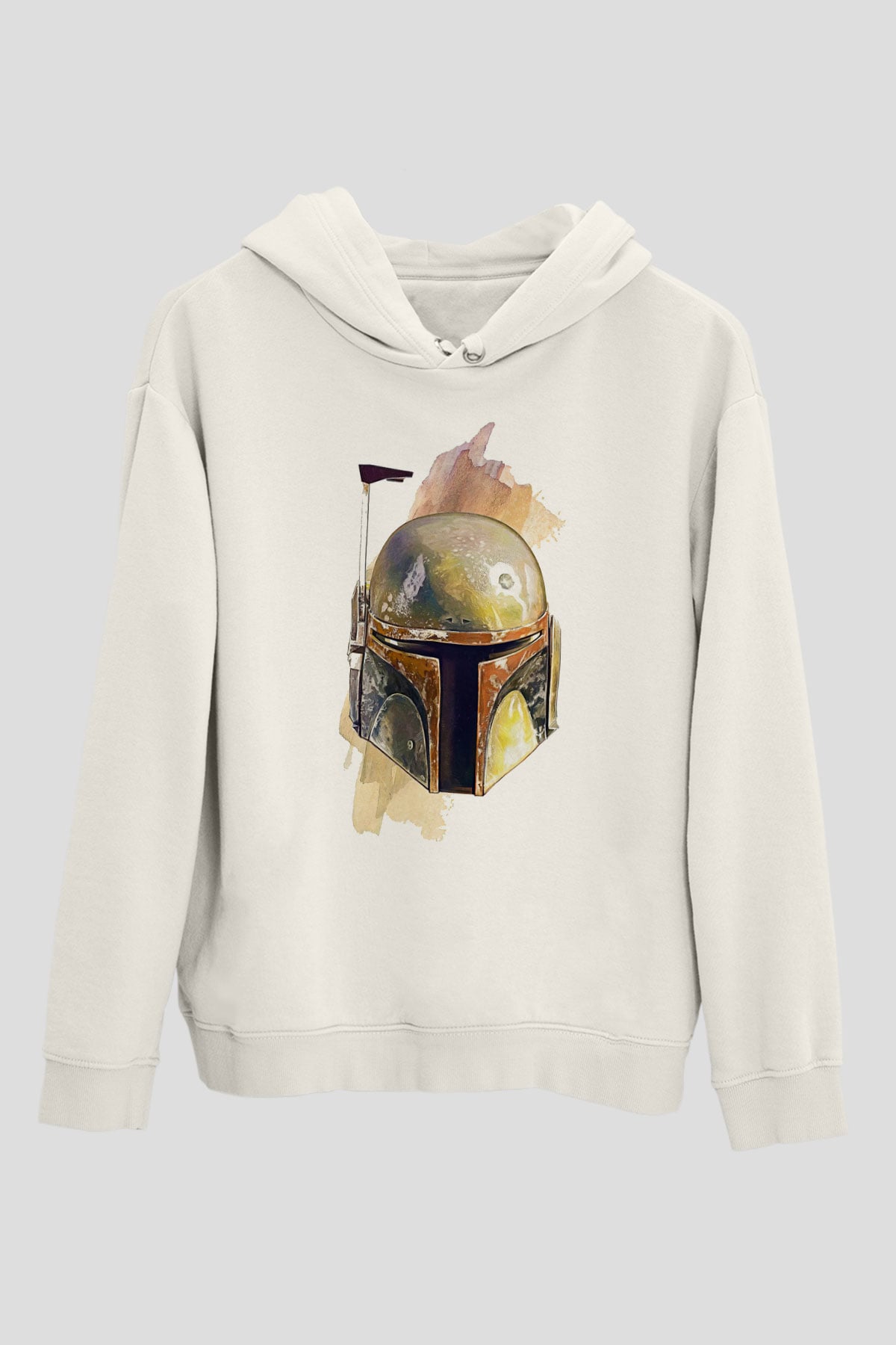Mandalorian Baskılı Beyaz Unisex Hoodie
