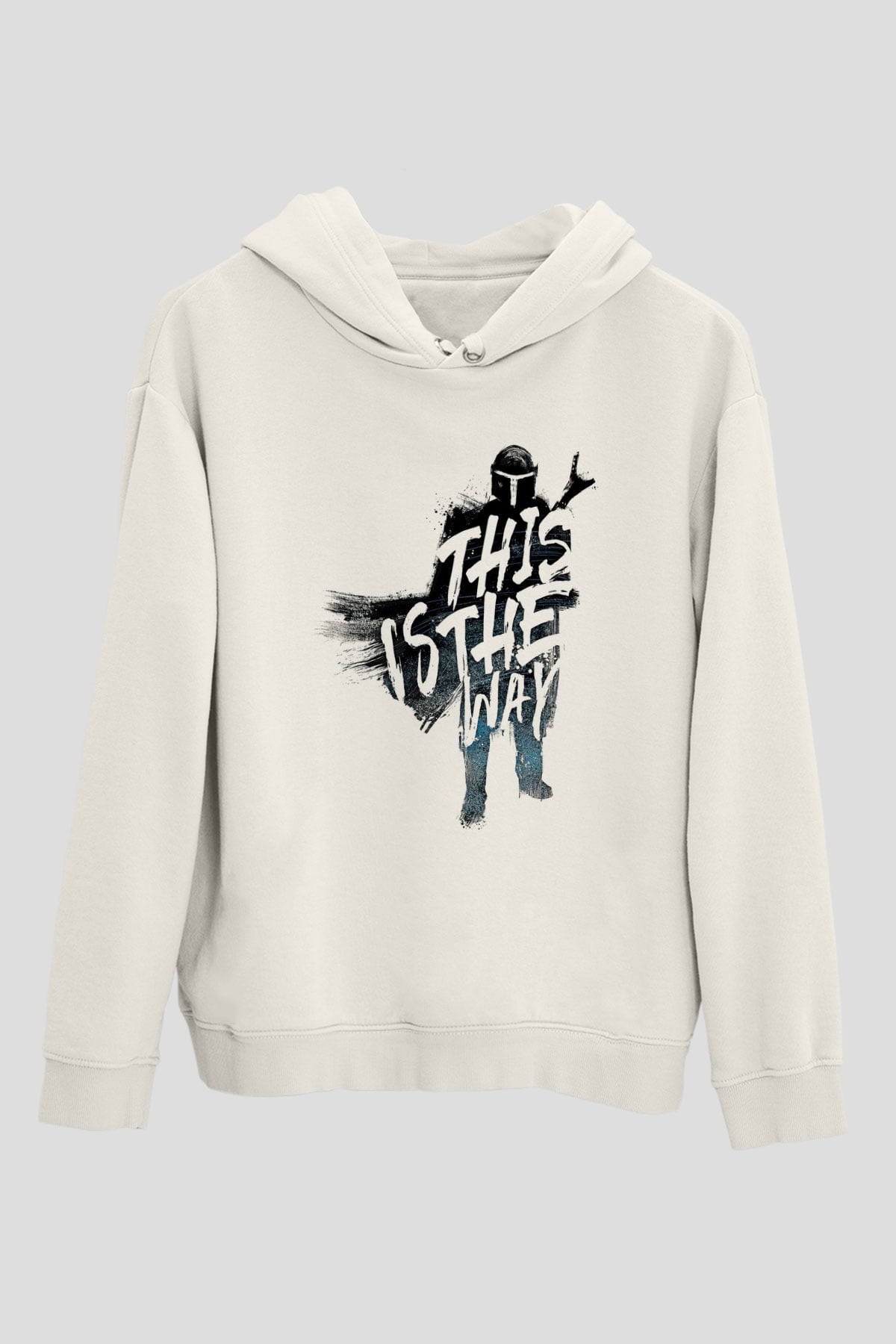 Mandalorian Baskılı Beyaz Unisex Hoodie