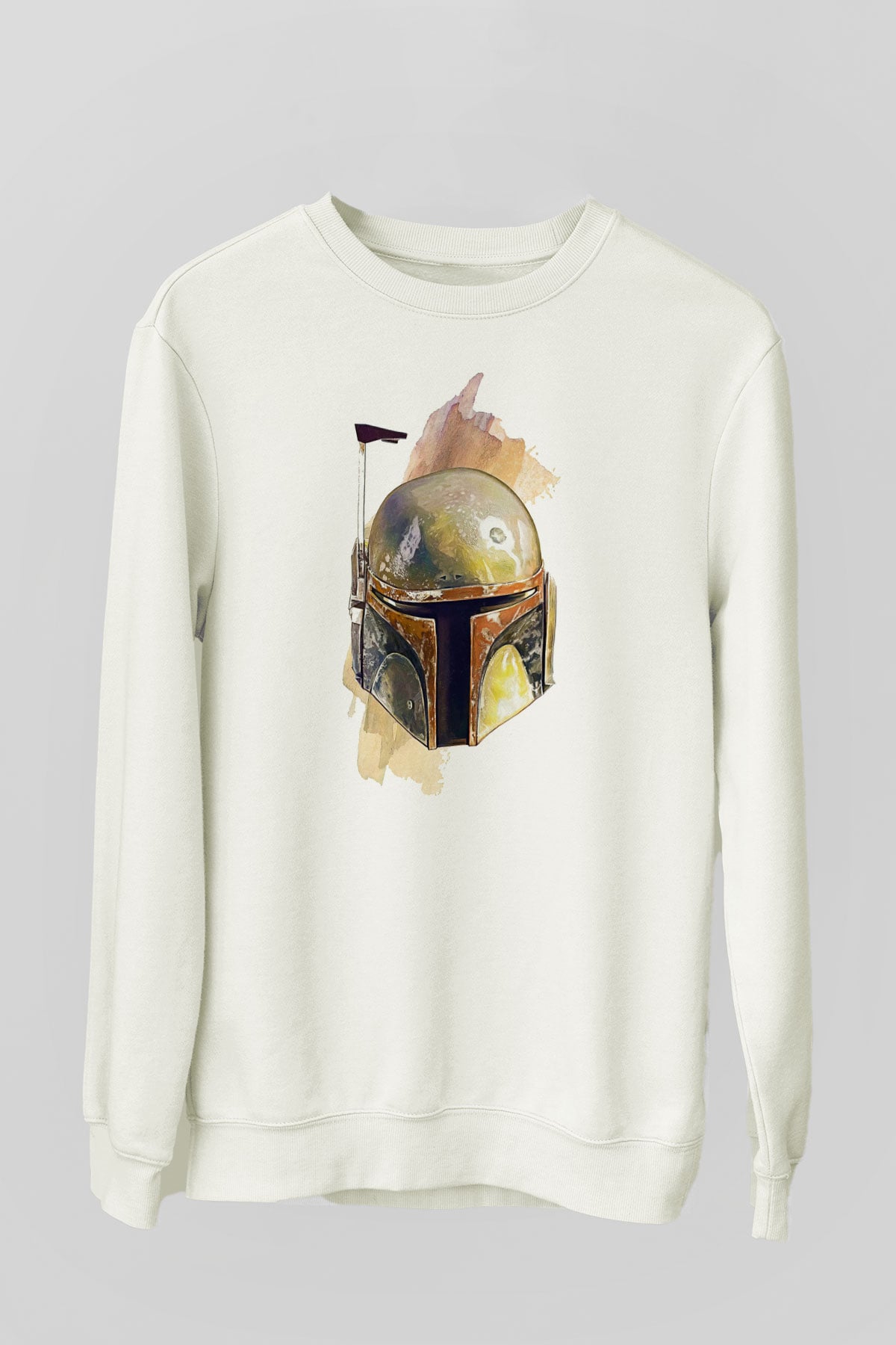 Mandalorian Baskılı Beyaz Unisex Sweatshirt