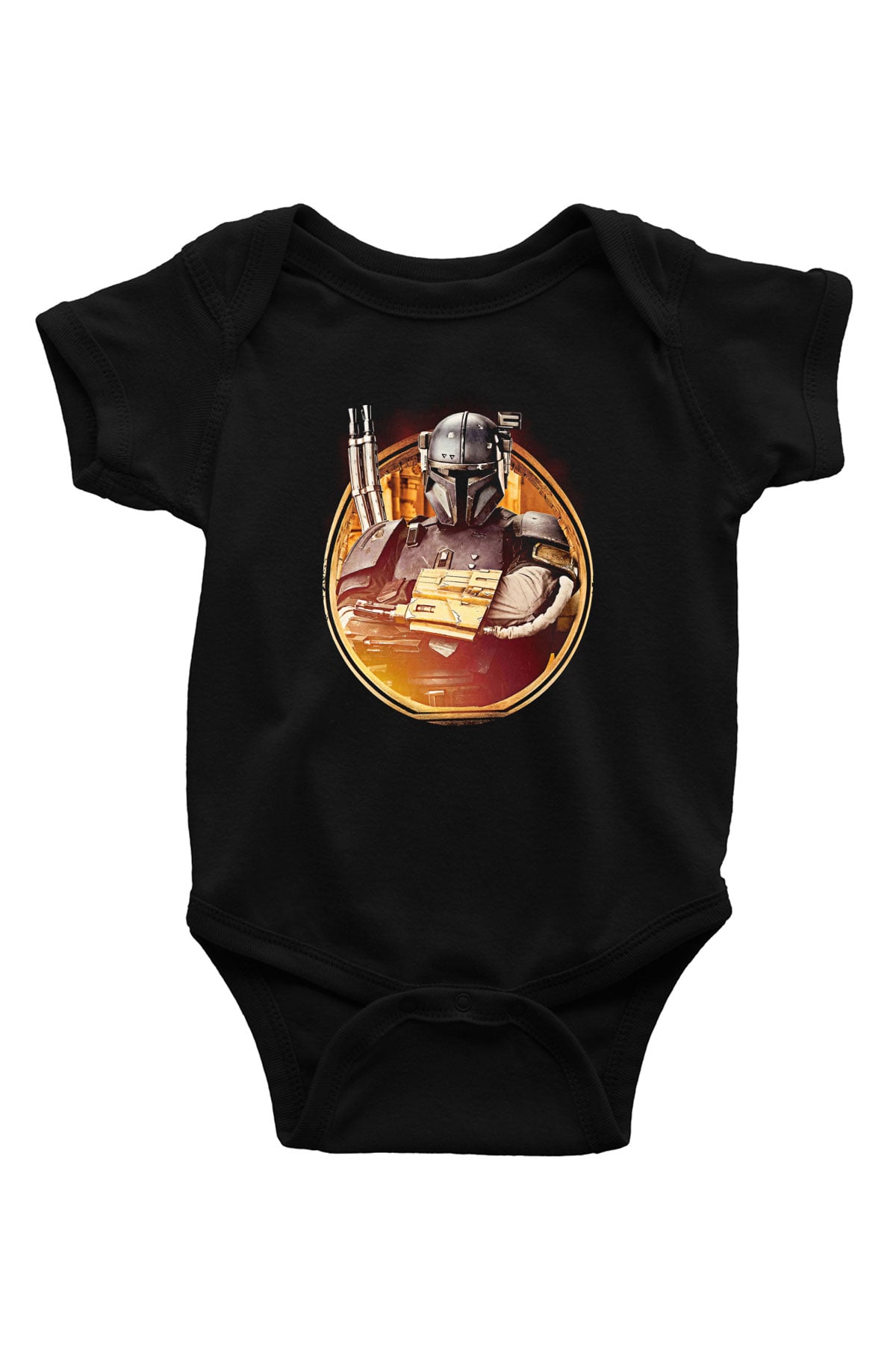 Mandalorian Baskılı Unisex Siyah Bebek Body - Zıbın