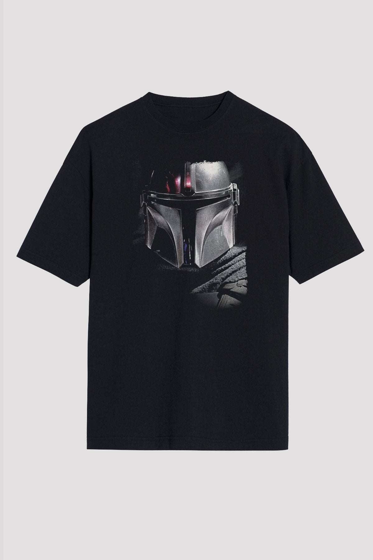 Mandalorian Baskılı Unisex Siyah Oversize Tişört - Tshirt