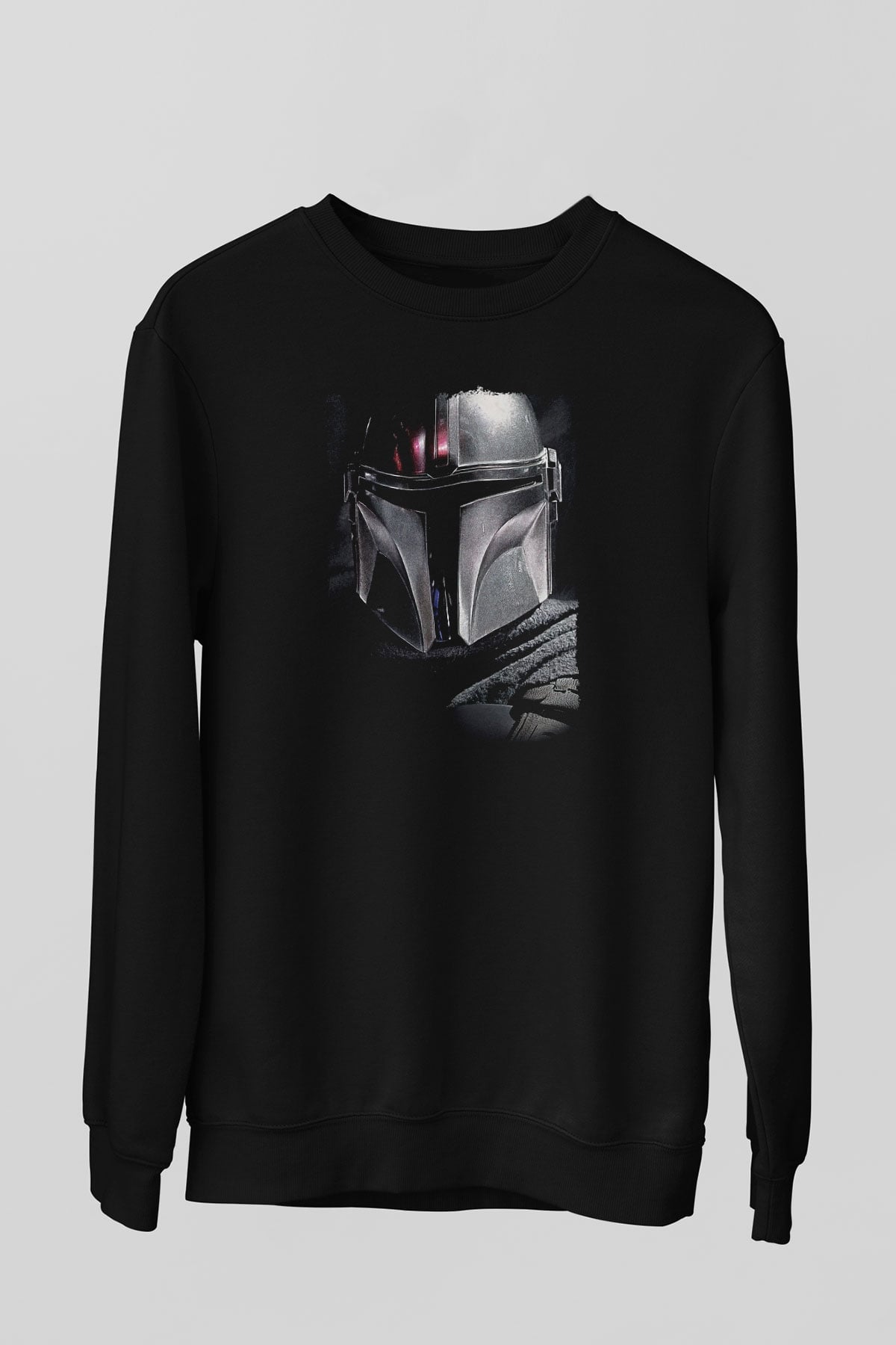 Mandalorian Baskılı Unisex Siyah Sweatshirt