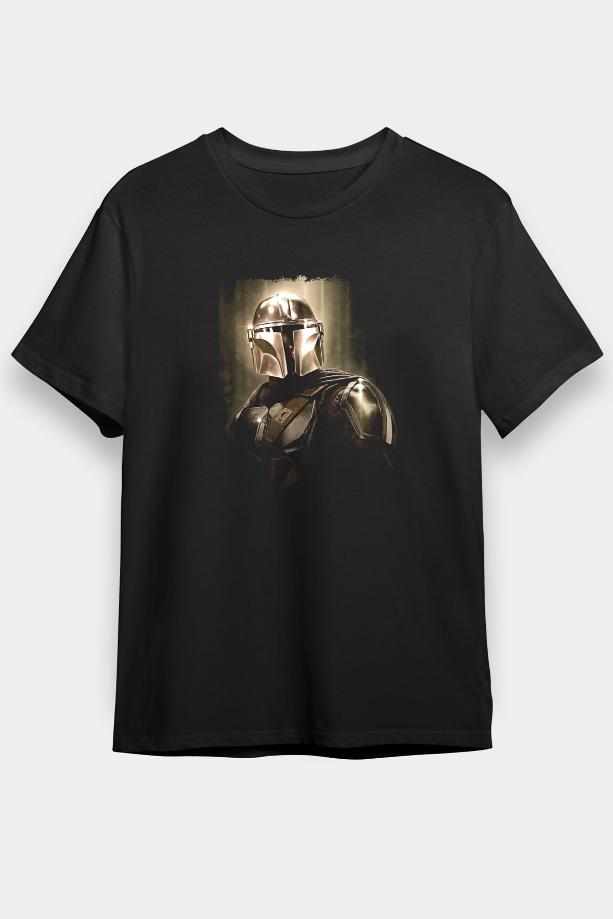 Mandalorian Baskılı Unisex Siyah Tişört - Tshirt
