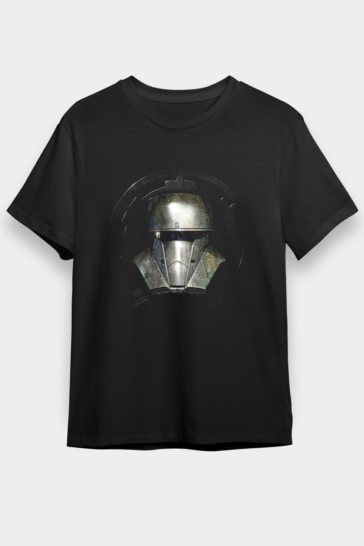 Mandalorian Baskılı Unisex Siyah Tişört - Tshirt
