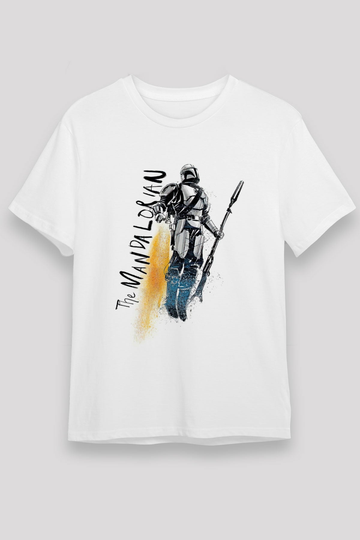 Mandalorian Unisex Baskılı Beyaz Tişört - Tshirt
