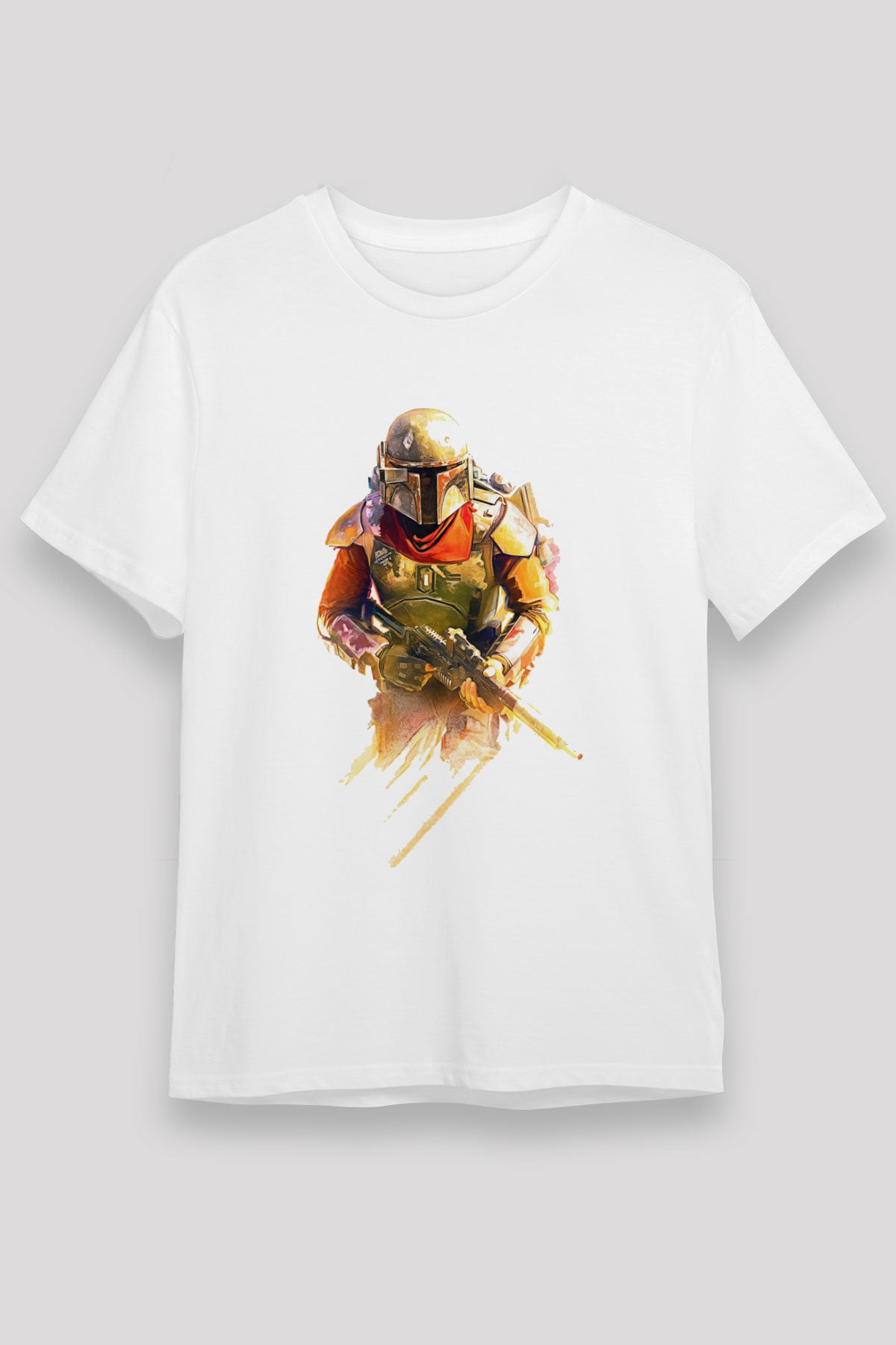 Mandalorian Unisex Baskılı Beyaz Tişört - Tshirt