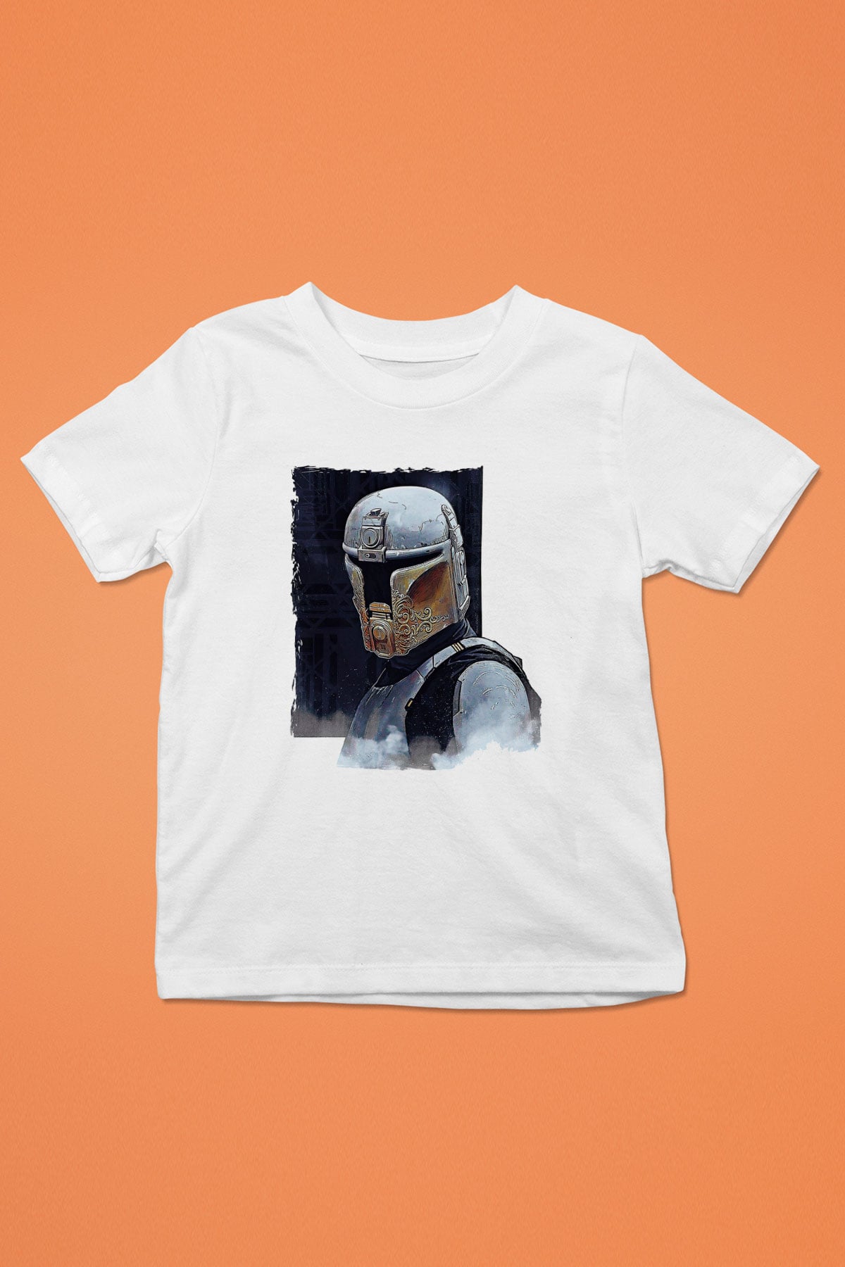 Mandolarian Baskılı Beyaz Unisex Beyaz Çocuk Tişört - Tshirt