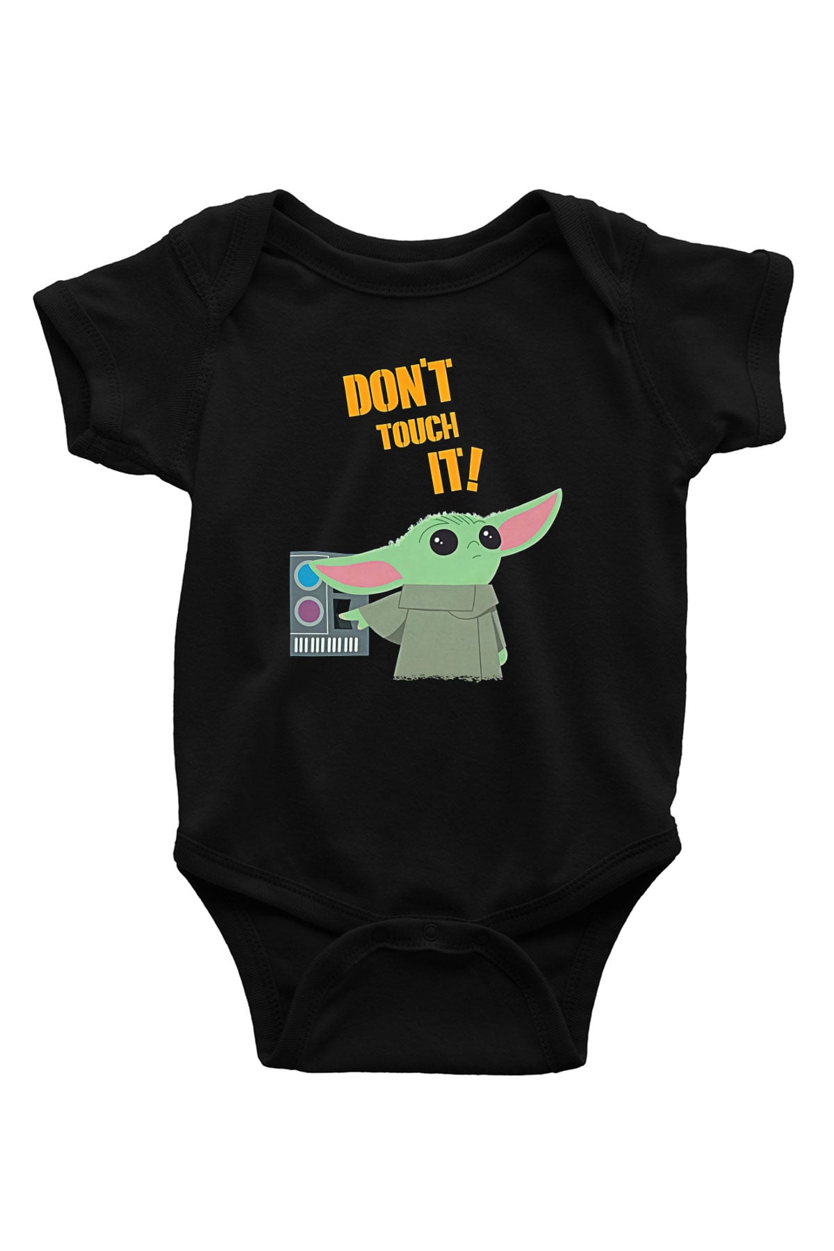 Mandolarian Baskılı Unisex Siyah Bebek Body - Zıbın