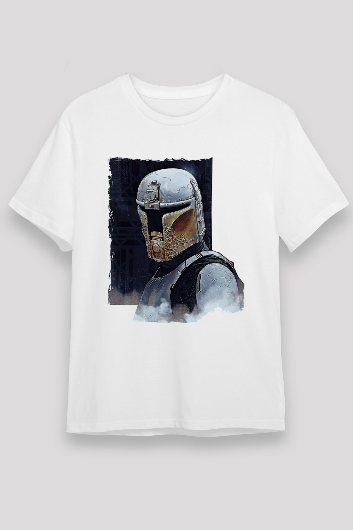Mandolarian Unisex Baskılı Beyaz Tişört - Tshirt