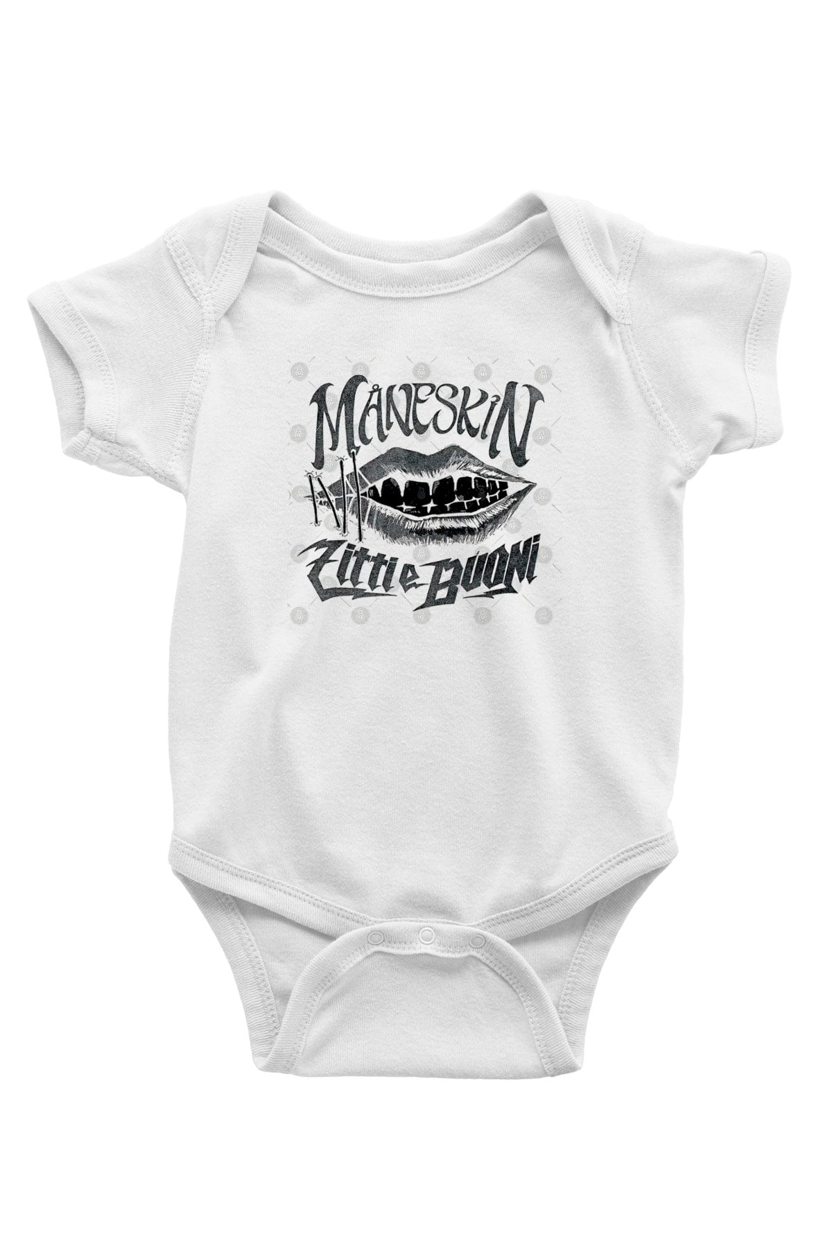 Maneskin Baskılı Beyaz Unisex Bebek Body - Zıbın