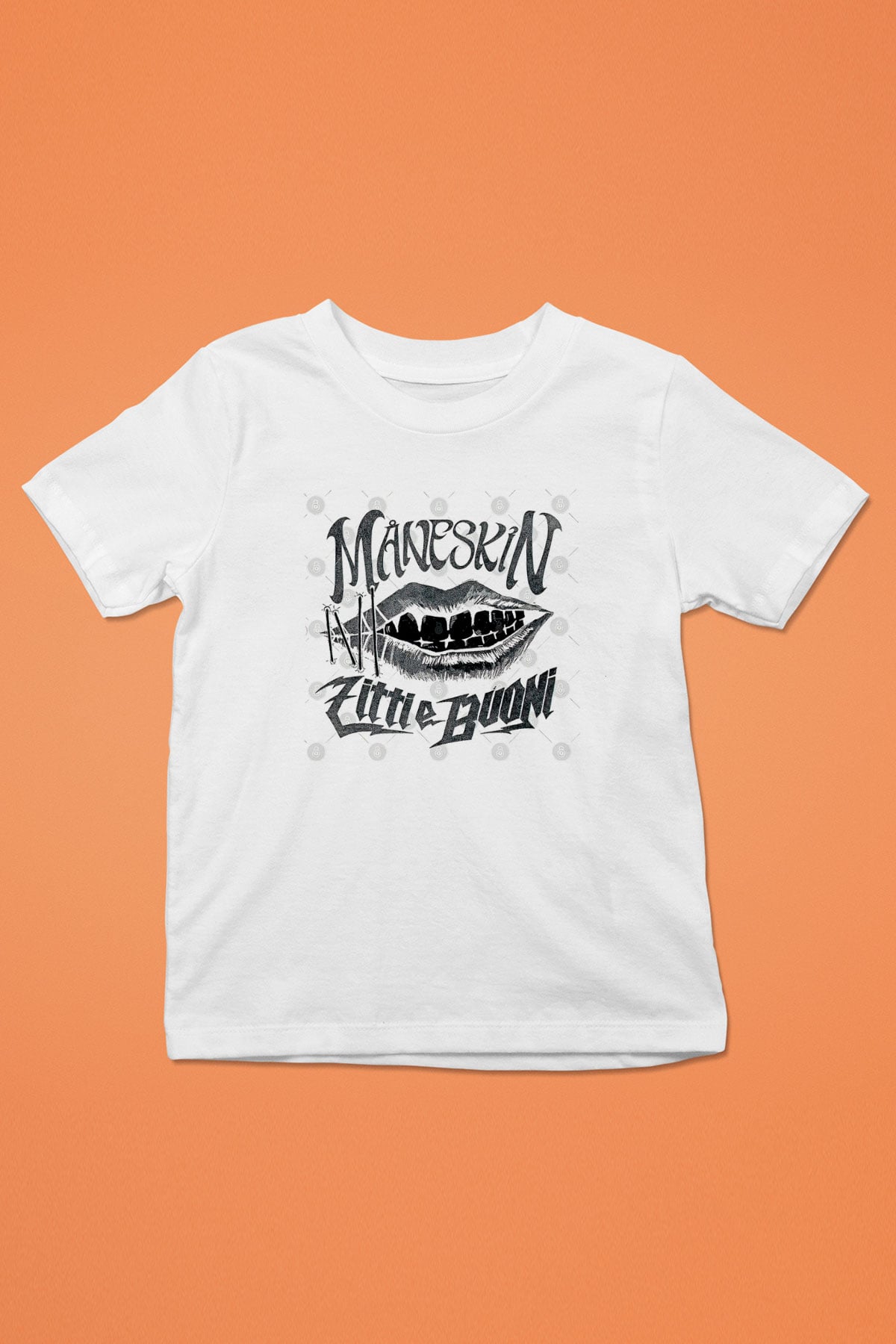 Maneskin Baskılı Beyaz Unisex Beyaz Çocuk Tişört - Tshirt
