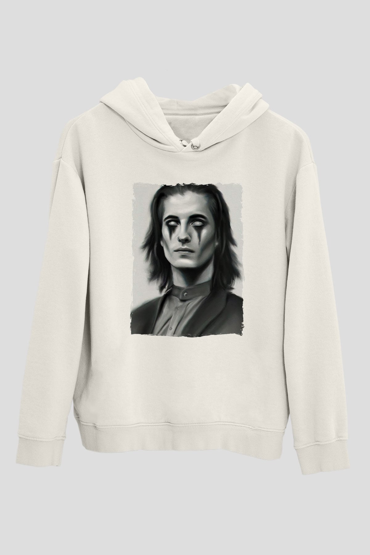 Maneskin Baskılı Beyaz Unisex Kapüşonlu Sweatshirt