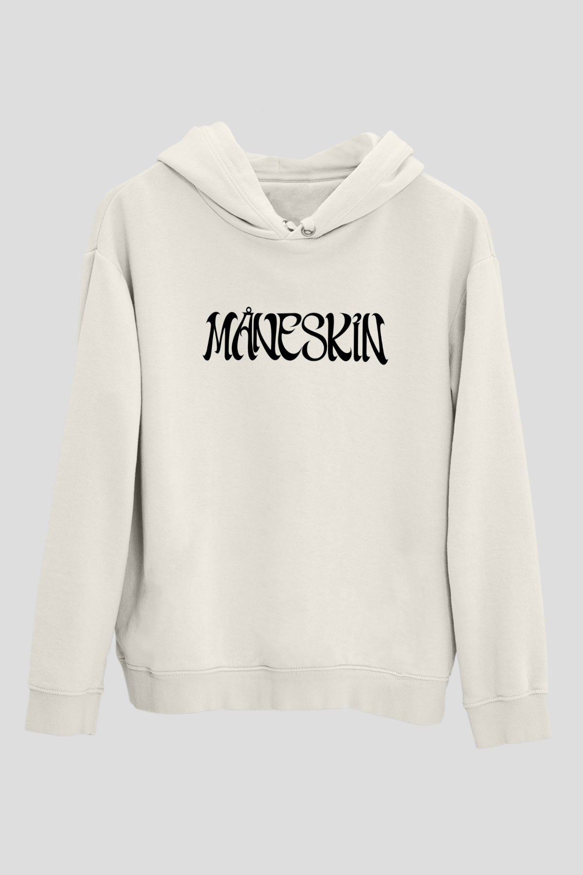 Maneskin Baskılı Beyaz Unisex Kapüşonlu Sweatshirt