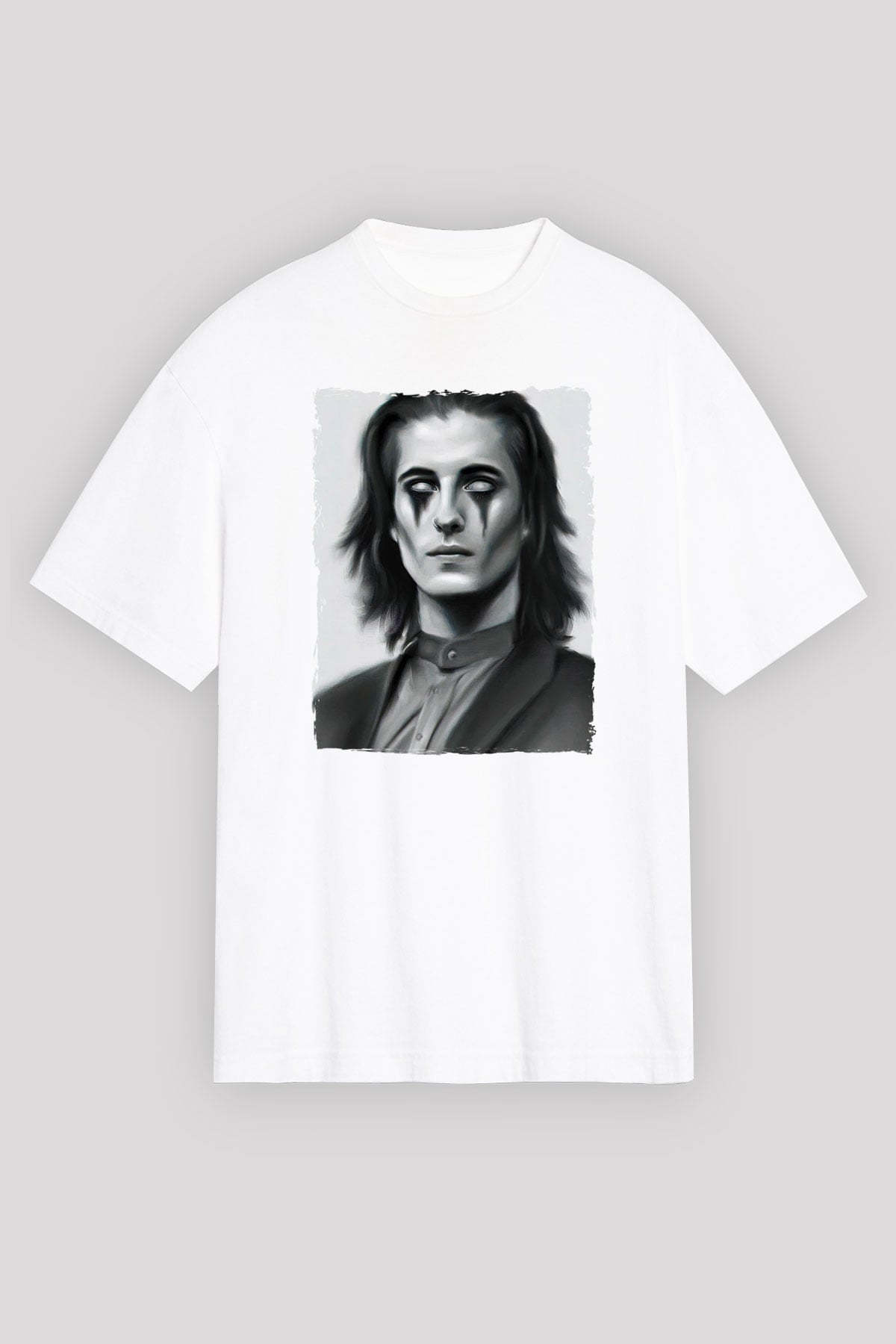 Maneskin Baskılı Beyaz Unisex Oversize Tişört - Tshirt