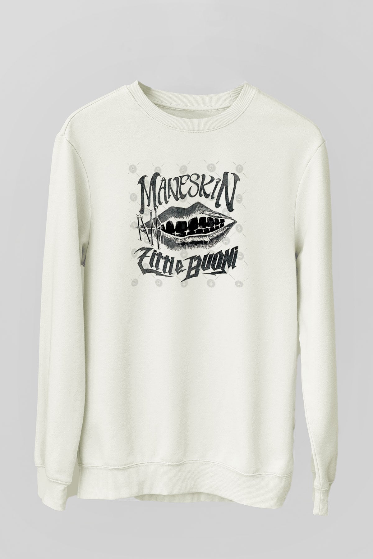 Maneskin Baskılı Beyaz Unisex Sweatshirt