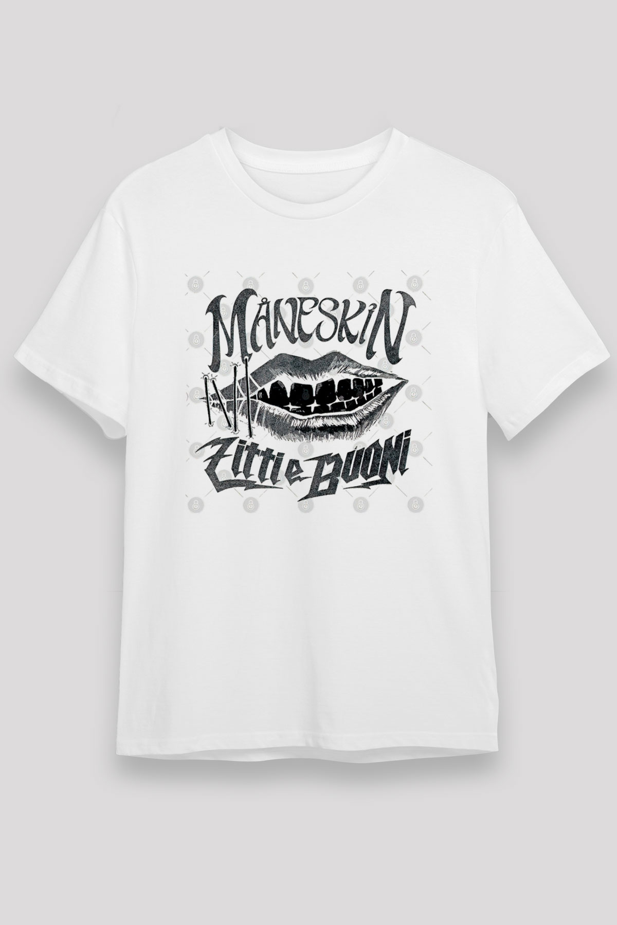 Maneskin Baskılı Unisex Beyaz Tişört - Tshirt