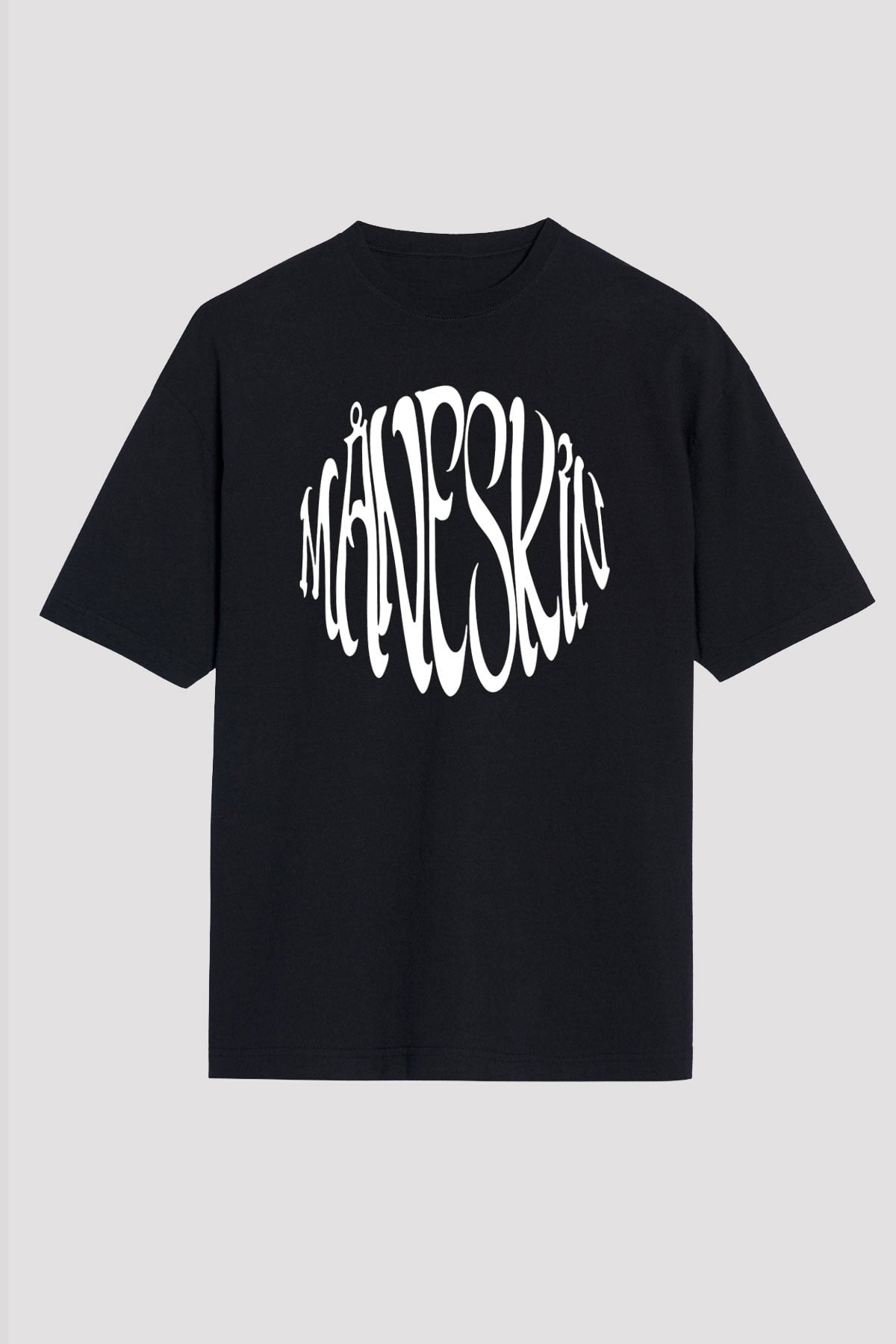 Maneskin Baskılı Unisex Siyah Oversize Tişört - Tshirt