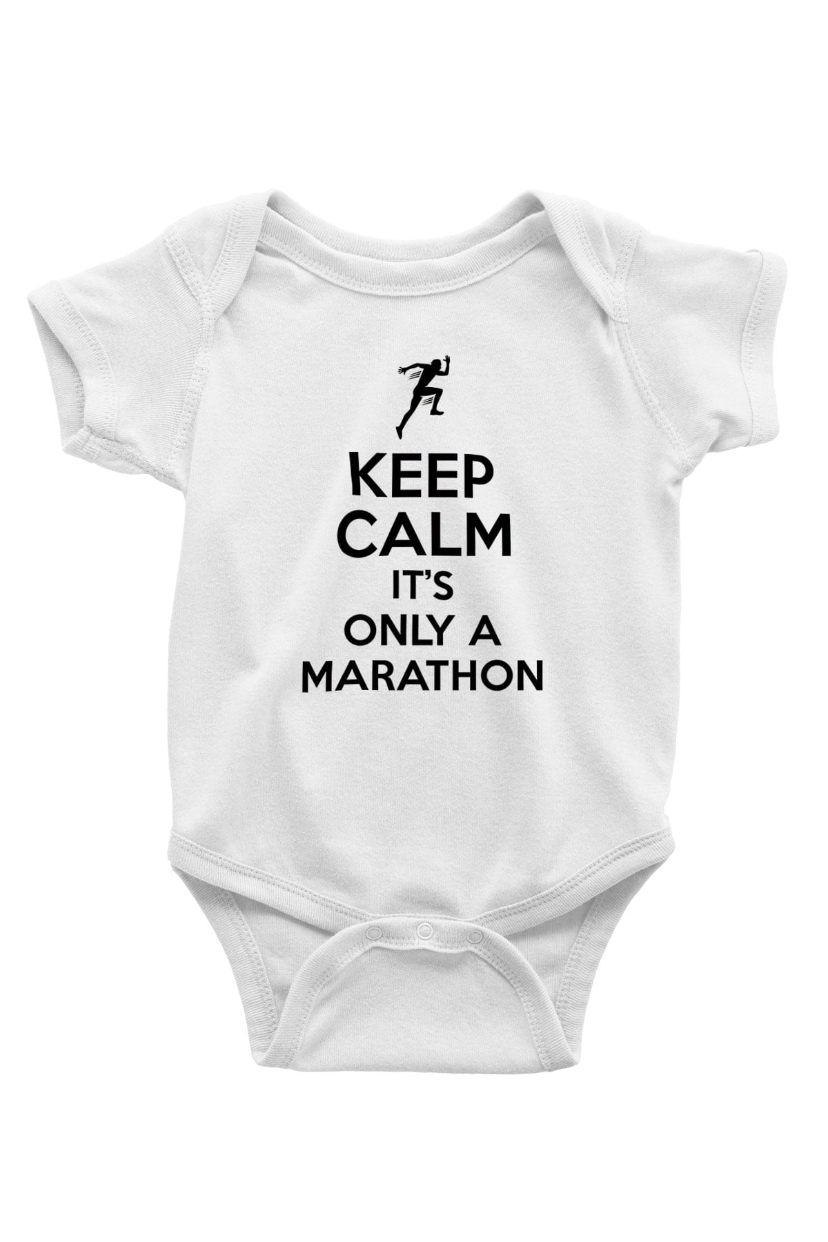 Maraton Baskılı Beyaz Bebek Body - Zıbın
