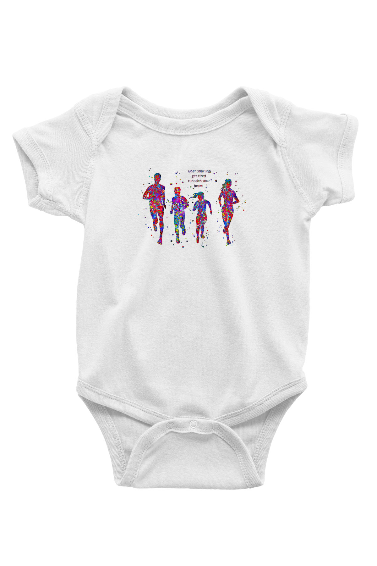 Maraton Baskılı Beyaz Bebek Body - Zıbın