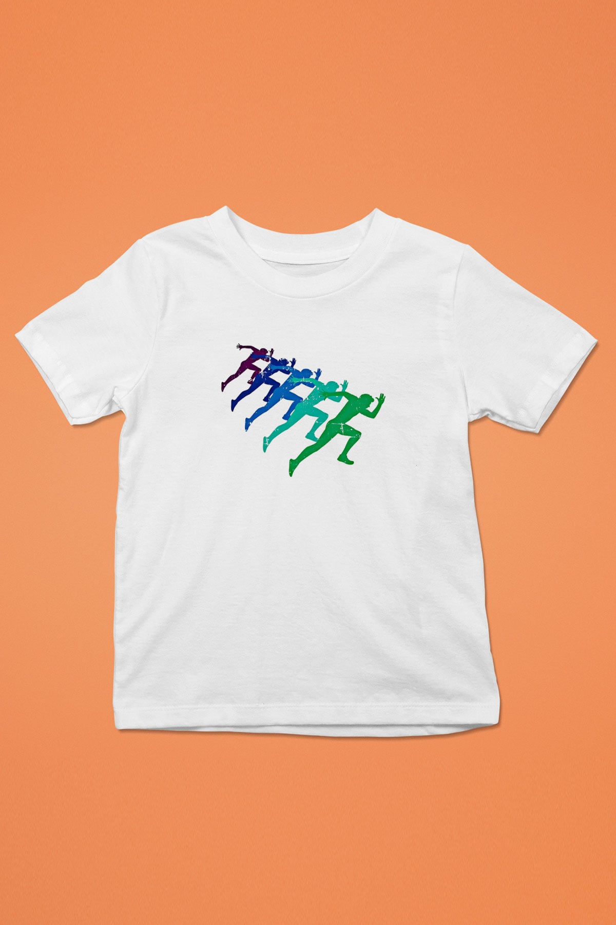 Maraton Baskılı Unisex Beyaz Çocuk Tişört - Tshirt