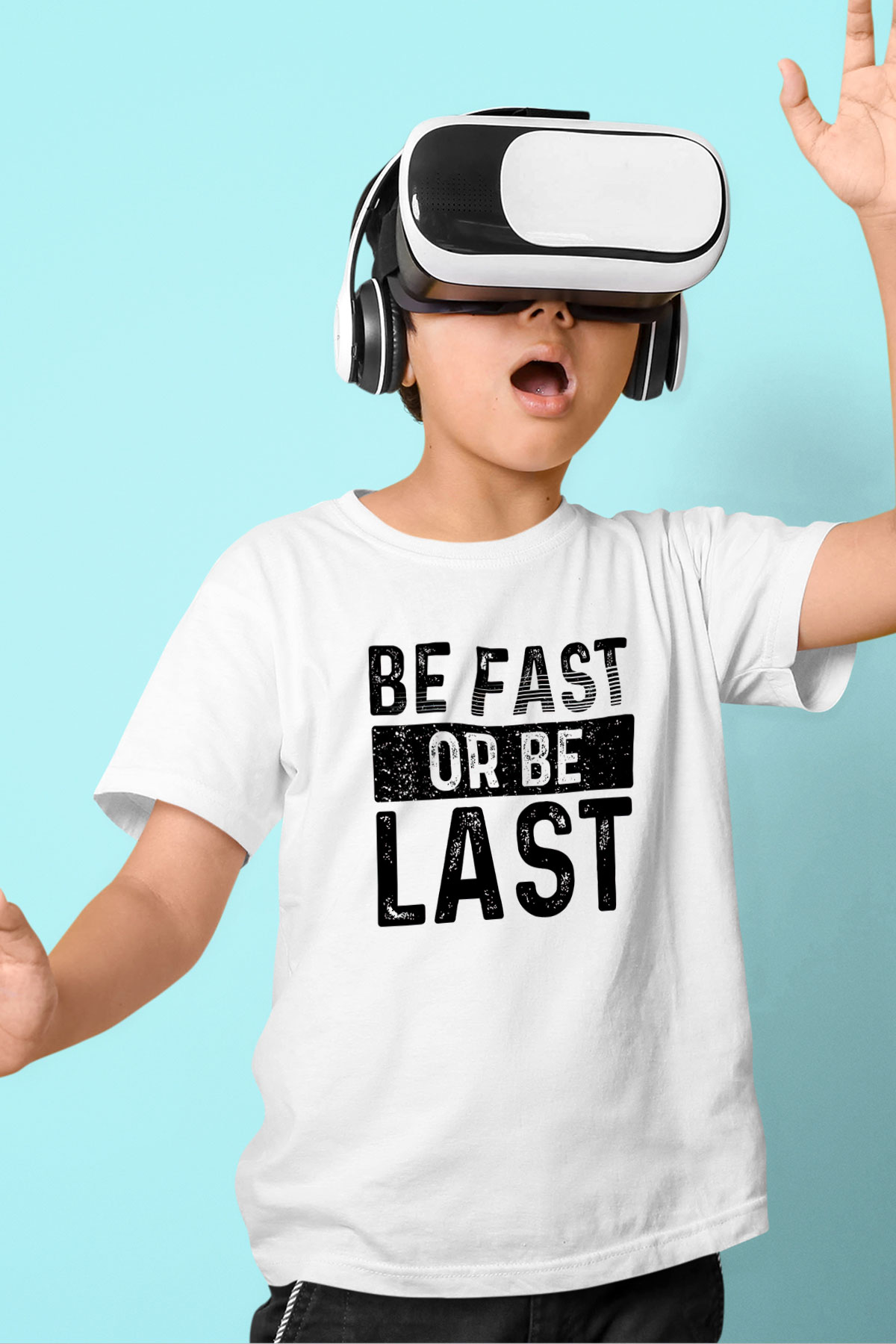 Maraton Baskılı Unisex Beyaz Çocuk Tişört - Tshirt