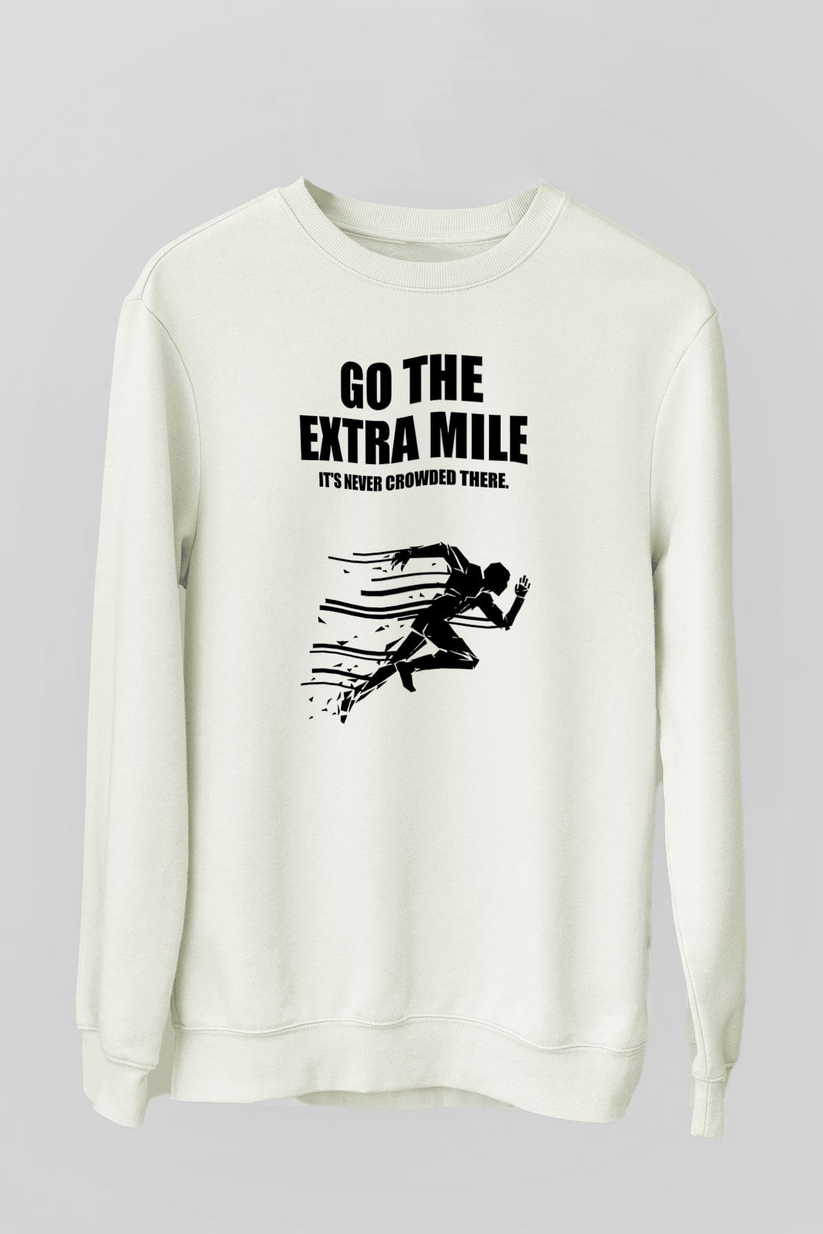 Maraton Baskılı Unisex Ekru Sweatshirt