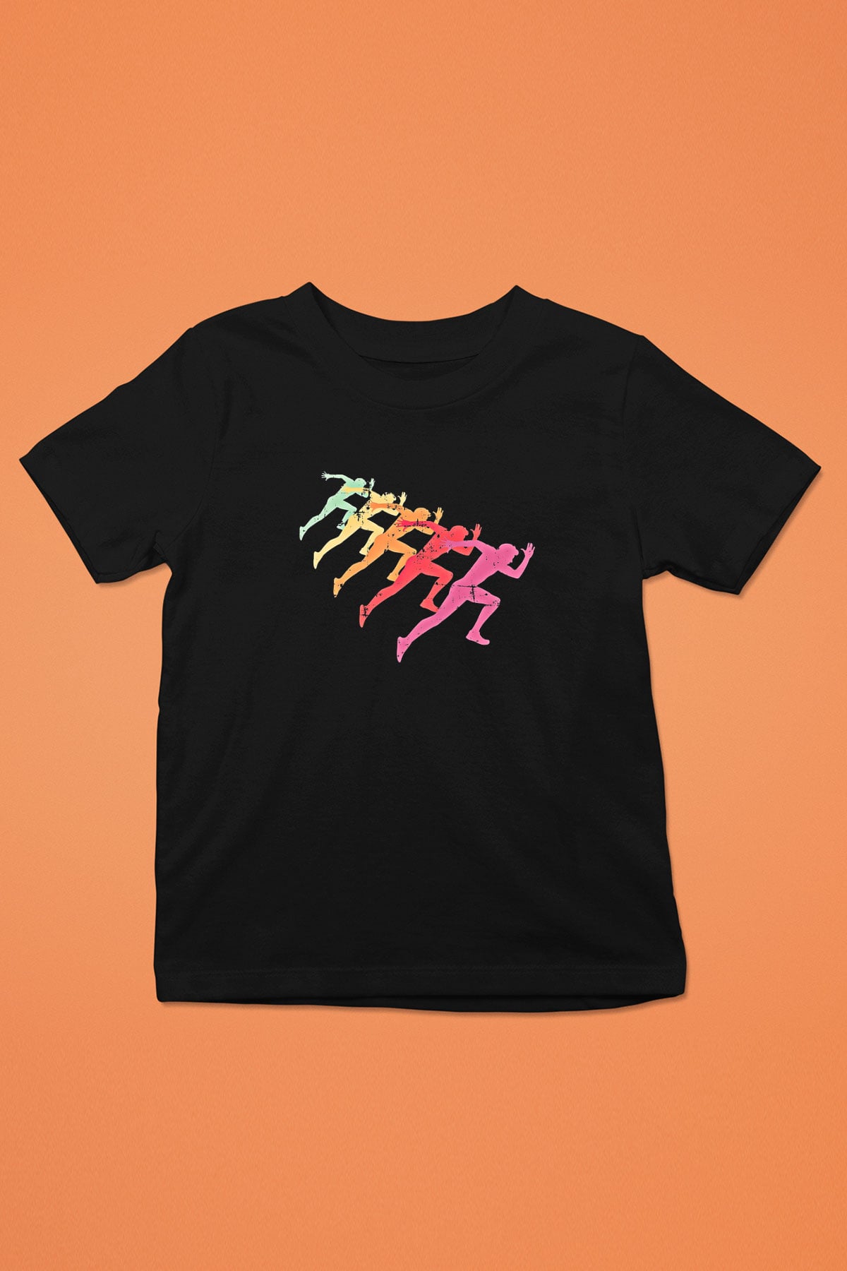 Maraton - Marathon Baskılı Unisex Siyah Çocuk Tİşörtü - Tshirt