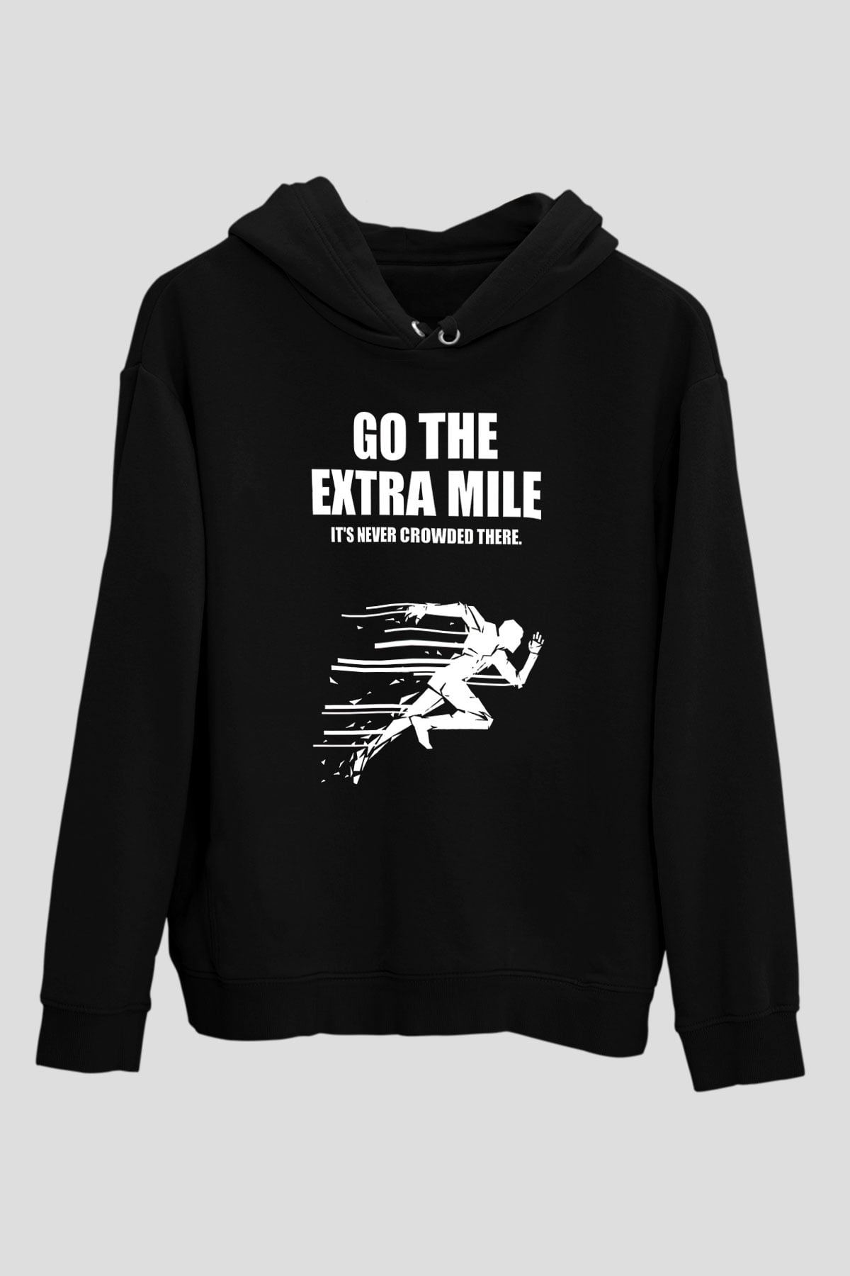 Maraton - Marathon Baskılı Unisex Siyah Hoodie