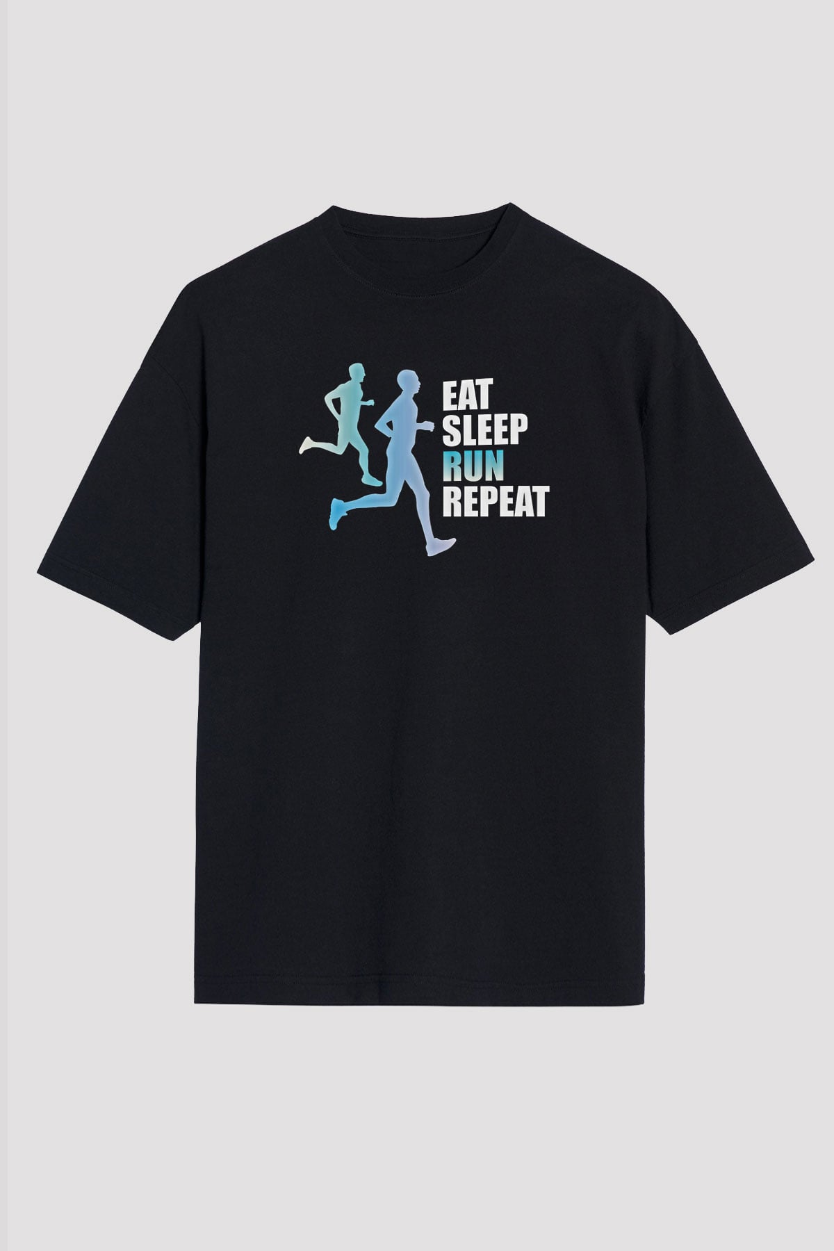 Maraton - Marathon Baskılı Unisex Siyah Oversize Tişört